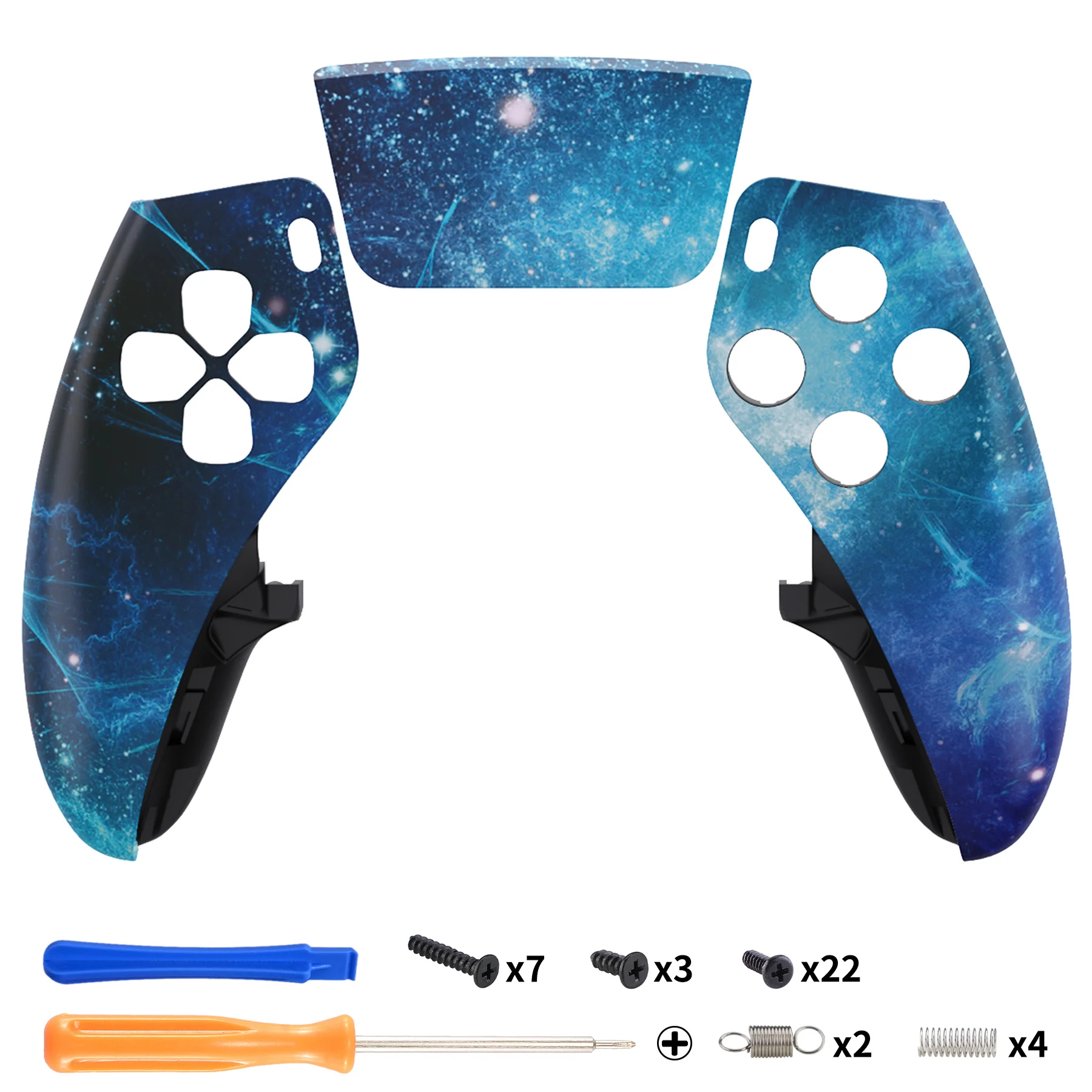 eXtremeRate Replacement Left Right Front Housing Shell with Touchpad Compatible with PS5 Edge Controller - Blue Nebula
