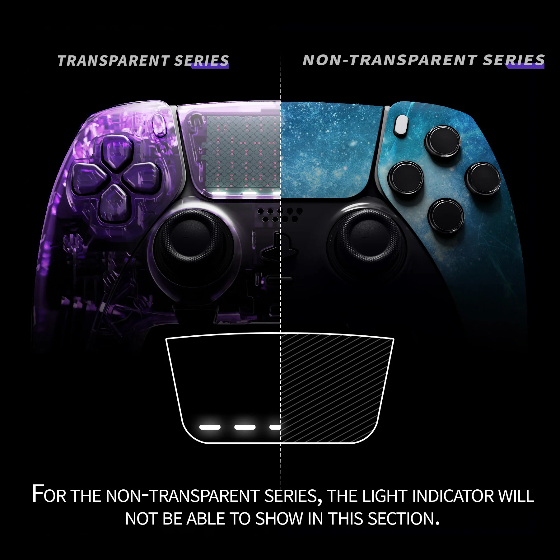 eXtremeRate Replacement Left Right Front Housing Shell with Touchpad Compatible with PS5 Edge Controller - Blue Nebula - Image 3