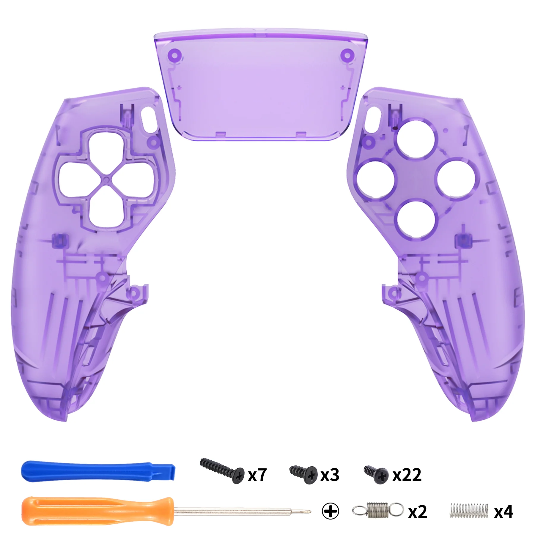 eXtremeRate Replacement Left Right Front Housing Shell with Touchpad Compatible with PS5 Edge Controller - Clear Atomic Purple