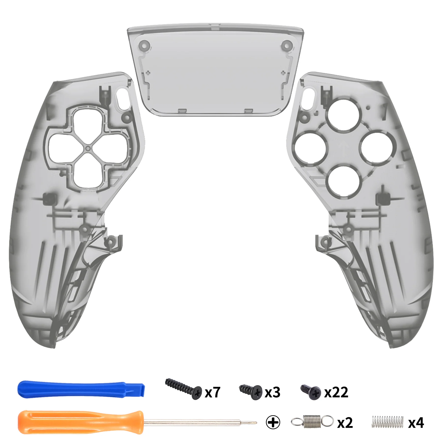eXtremeRate Replacement Left Right Front Housing Shell with Touchpad Compatible with PS5 Edge Controller - Clear Black