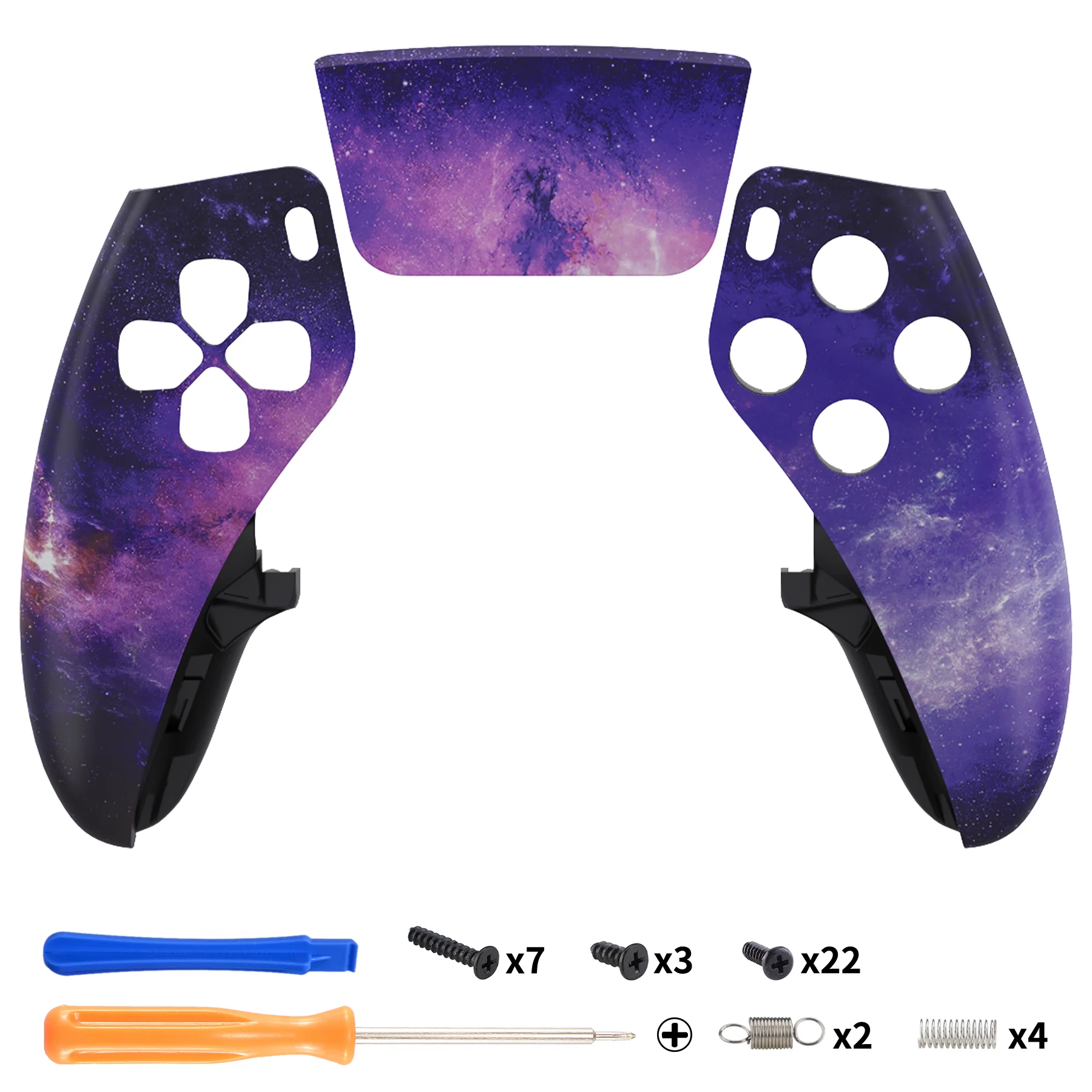 eXtremeRate Replacement Left Right Front Housing Shell with Touchpad Compatible with PS5 Edge Controller - Nebula Galaxy