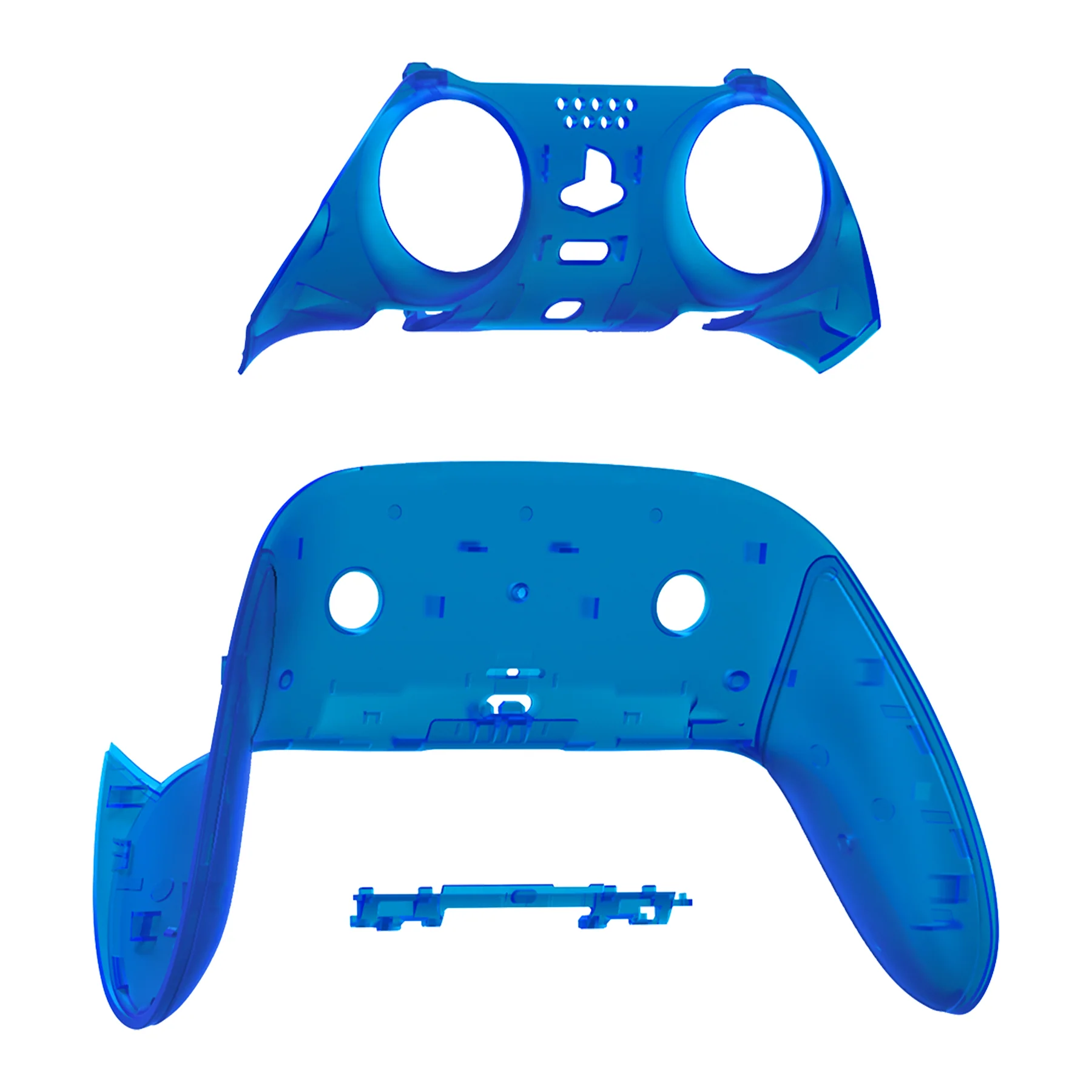 eXtremeRate Replacement Top Bottom Decorative Trim Shell Compatible with PS5 Edge Controller - Clear Blue - Image 9
