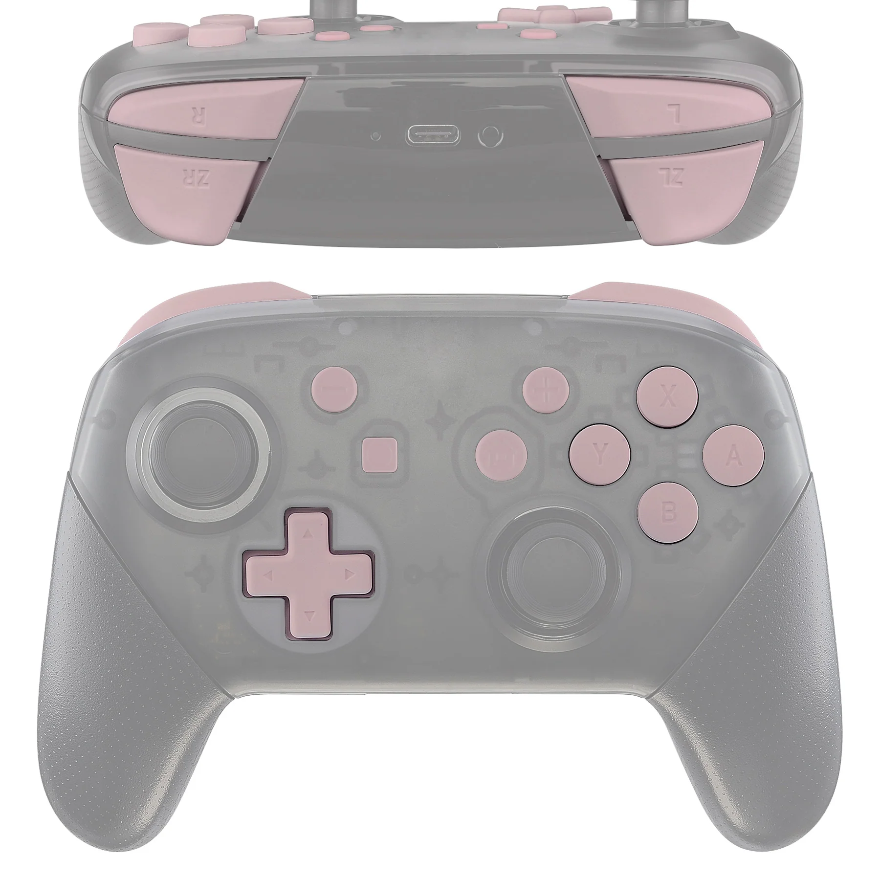 eXtremeRate DIY Replacement Full Set Buttons for Nintendo Switch Pro Controller - Cherry Blossoms Pink
