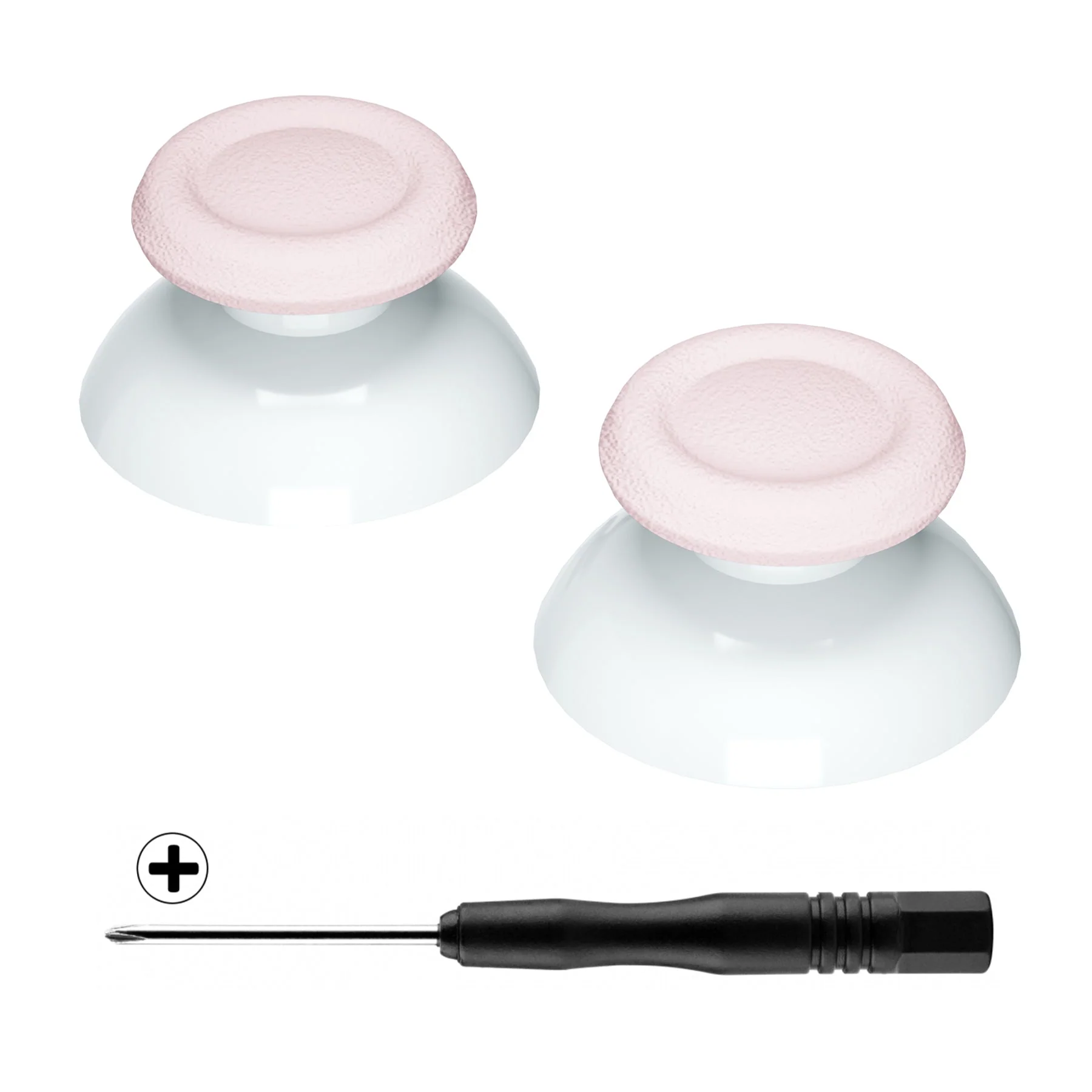 eXtremeRate Dual-Color Replacement 3D Joystick Thumbsticks Compatible with PS4 Slim Pro Controller - Cherry Blossoms Pink & White
