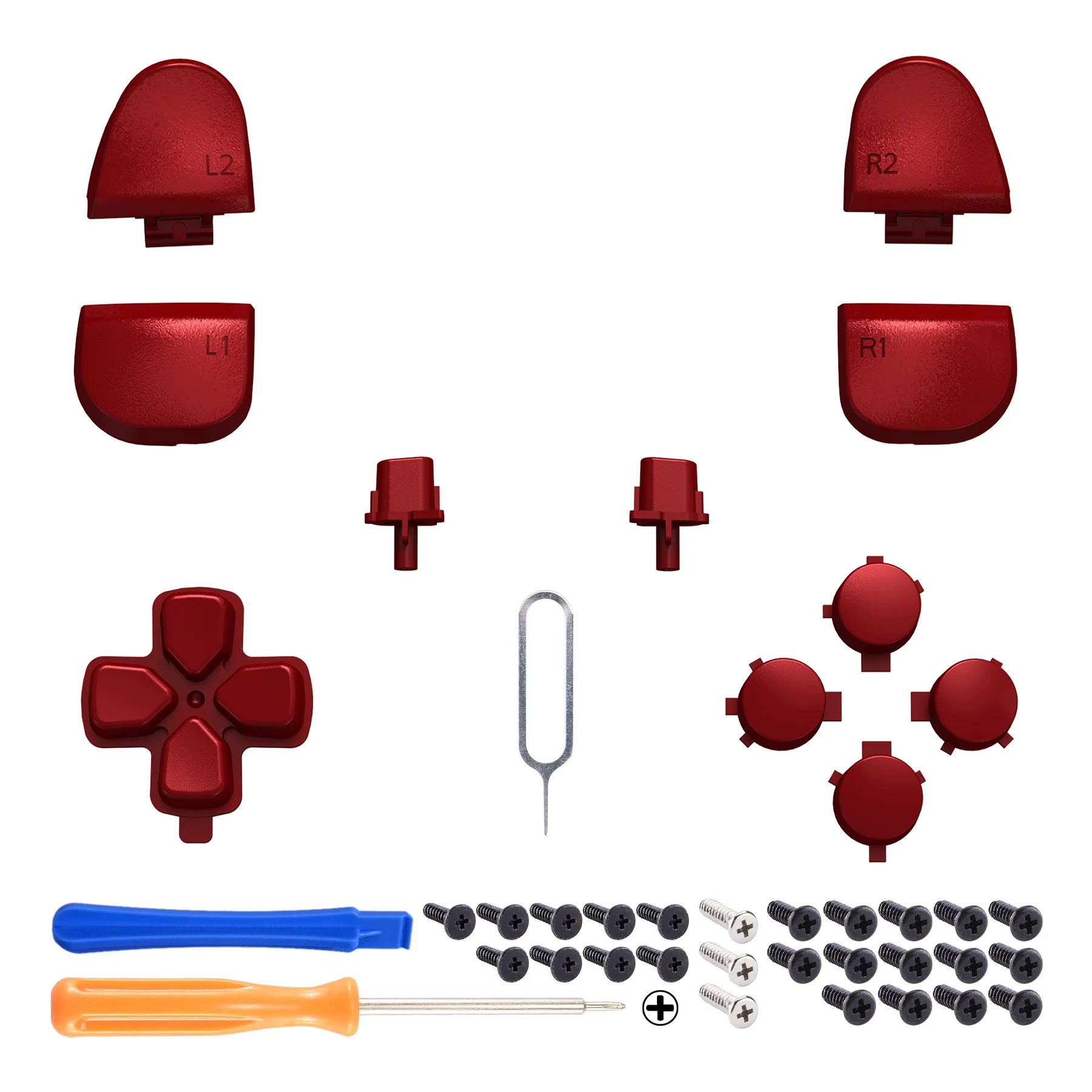 eXtremeRate Replacement Full Set Buttons Compatible with PS5 Controller BDM-030/040/050/060 - Scarlet Red - Image 2