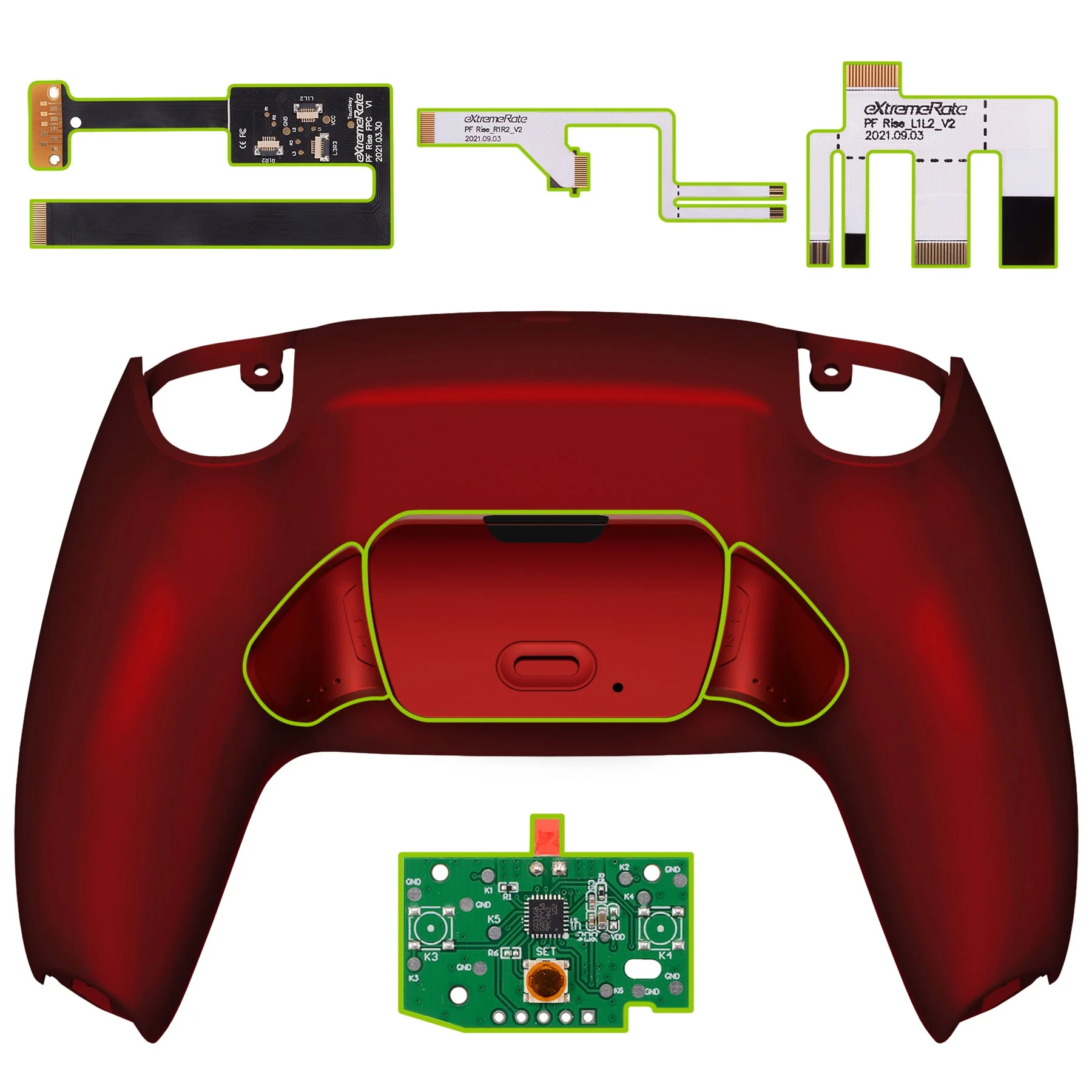 eXtremeRate Remappable Rise 2.0 Remap Kit for PS5 Controller BDM-010 & BDM-020 - Scarlet Red