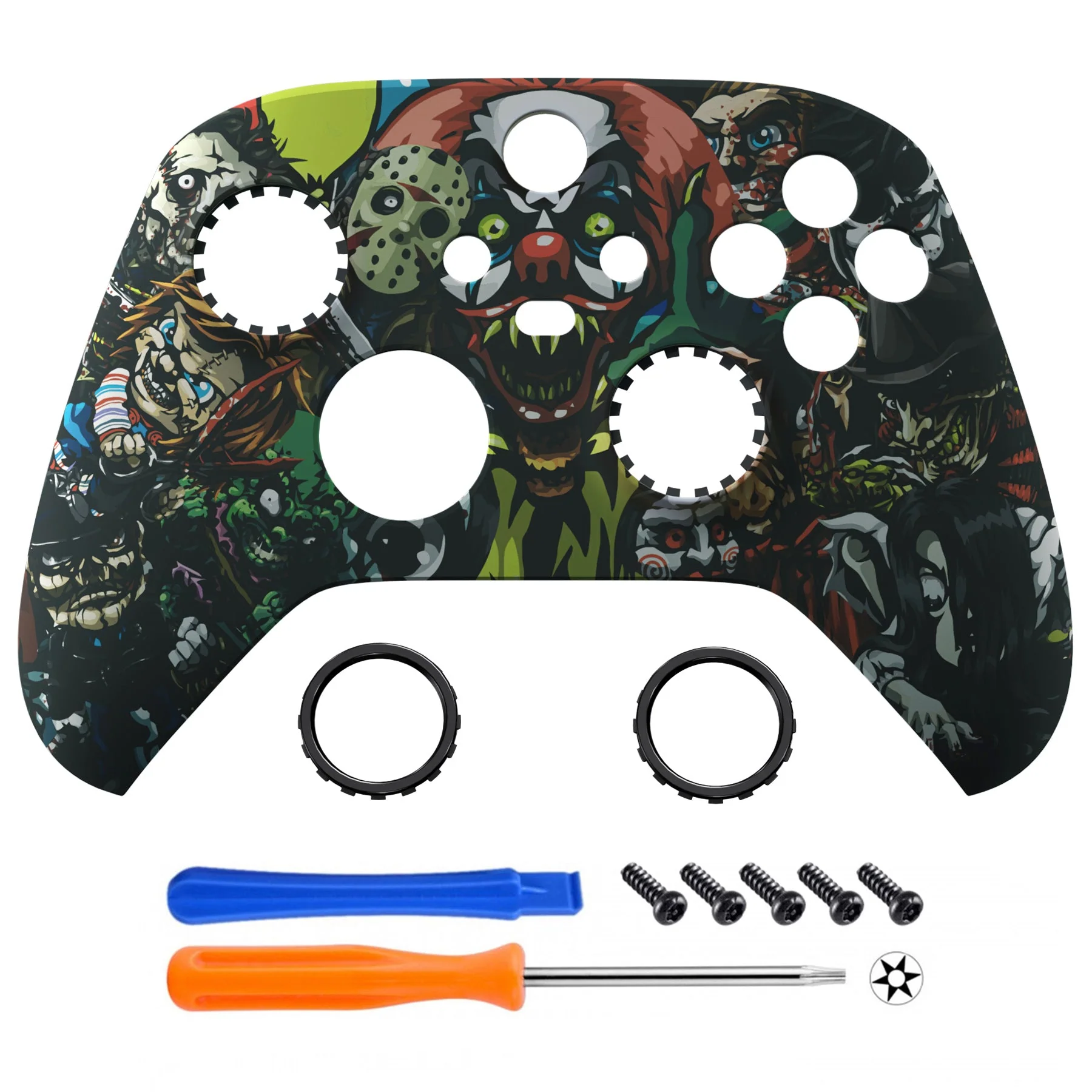 eXtremeRate ASR Version Front Housing Shell with Accent Rings for Xbox Series X/S Controller & Xbox Core Controller - Scary Party