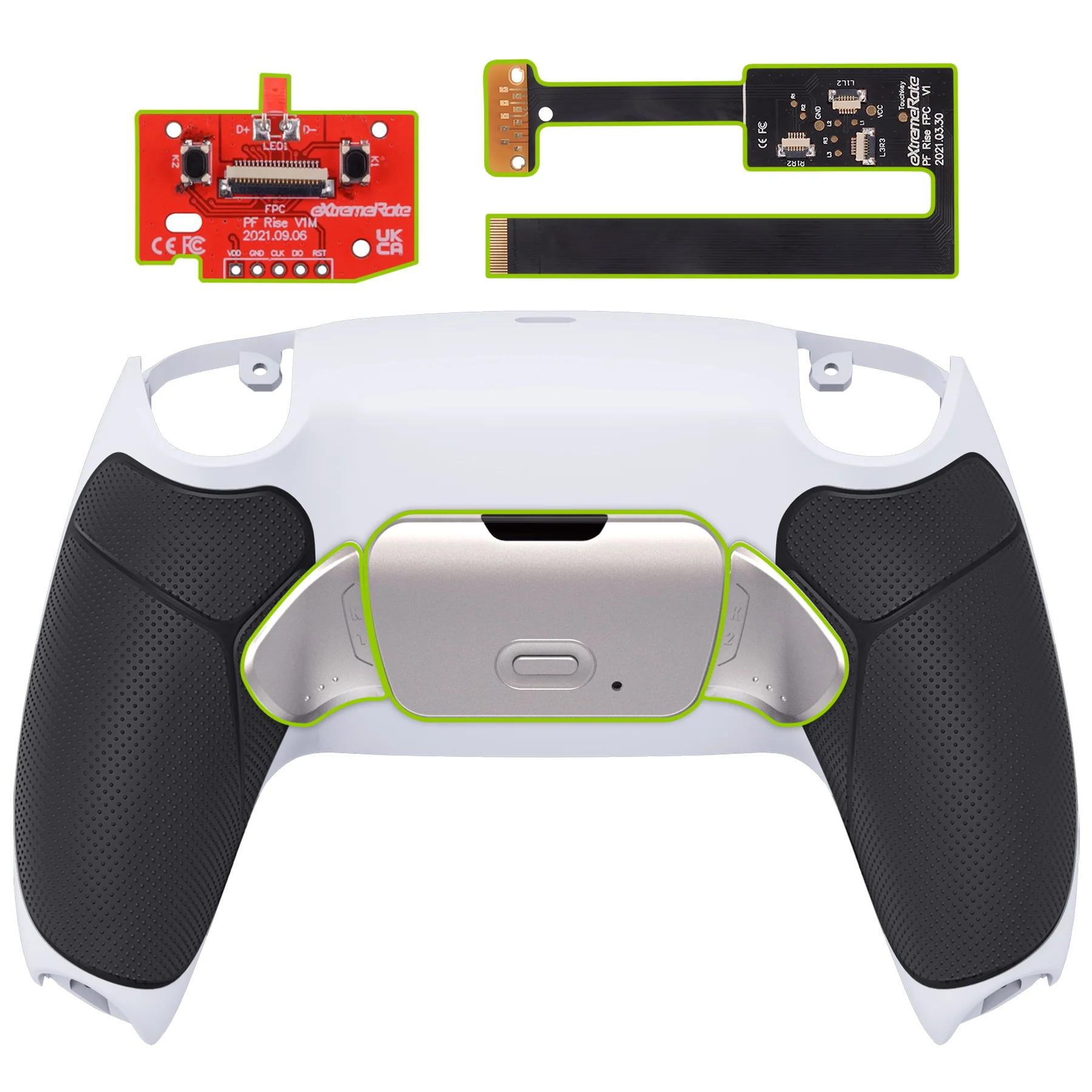 eXtremeRate Silver Real Metal Buttons (RMB) Version RISE 2.0 Remap Kit for PS5 Controller BDM-010/020 - Rubberized Black