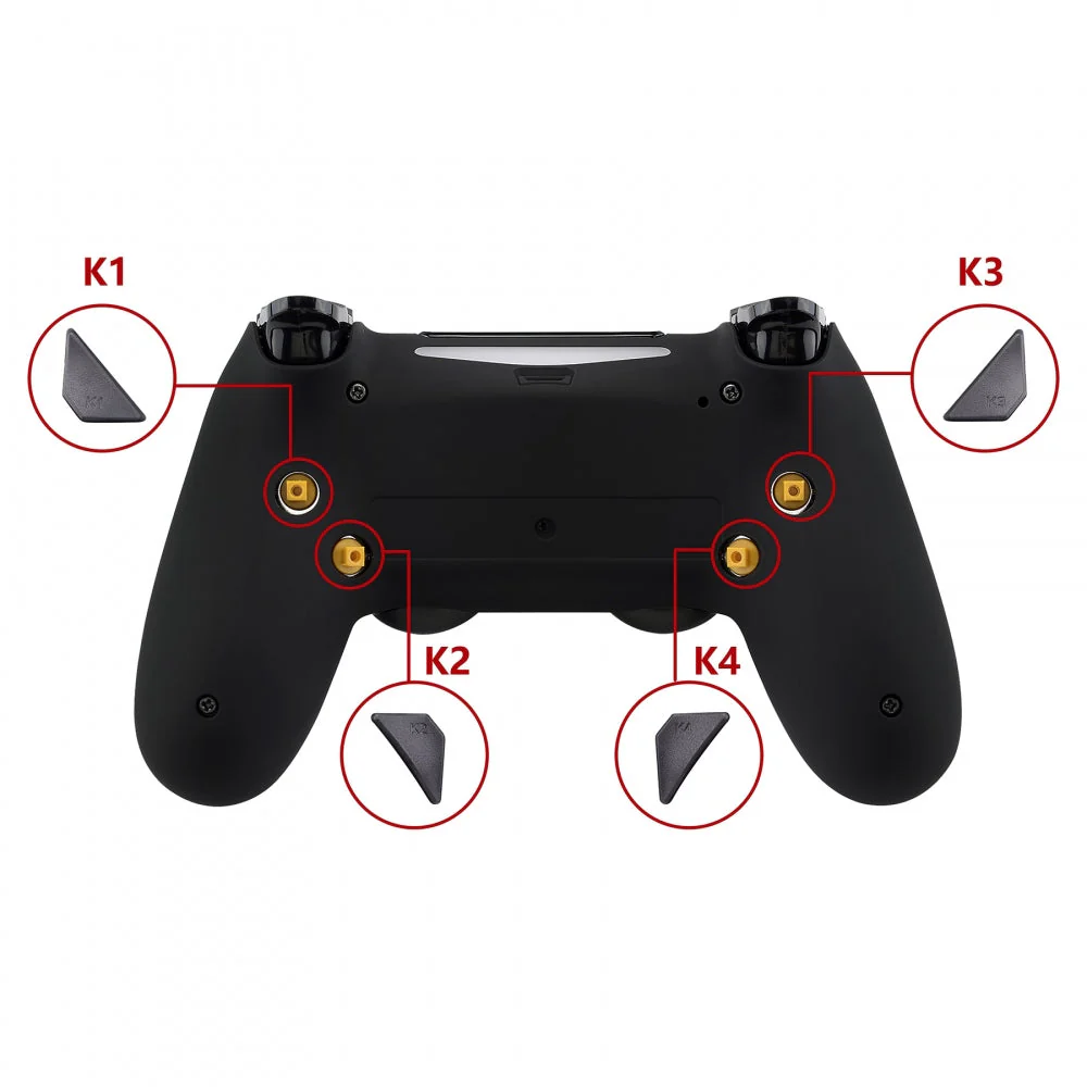 eXtremeRate Dawn Remappable Remap Kit with Redesigned Back Shell & 4 Back Buttons for PS4 Controller JDM 040/050/055 - Black - Image 6