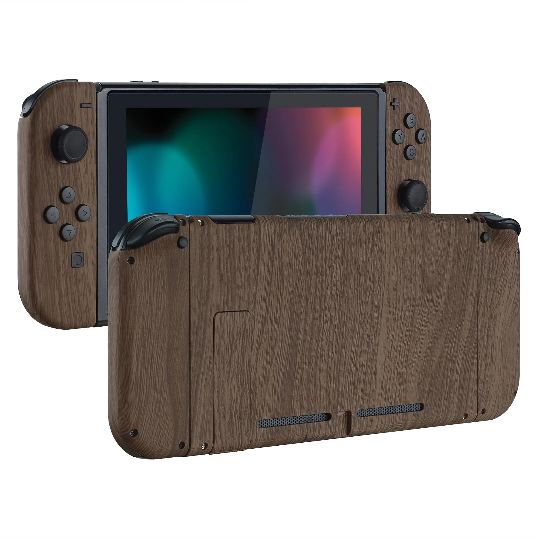 eXtremeRate Replacement Full Set Shells with Buttons for Nintendo Switch - Wood Grain