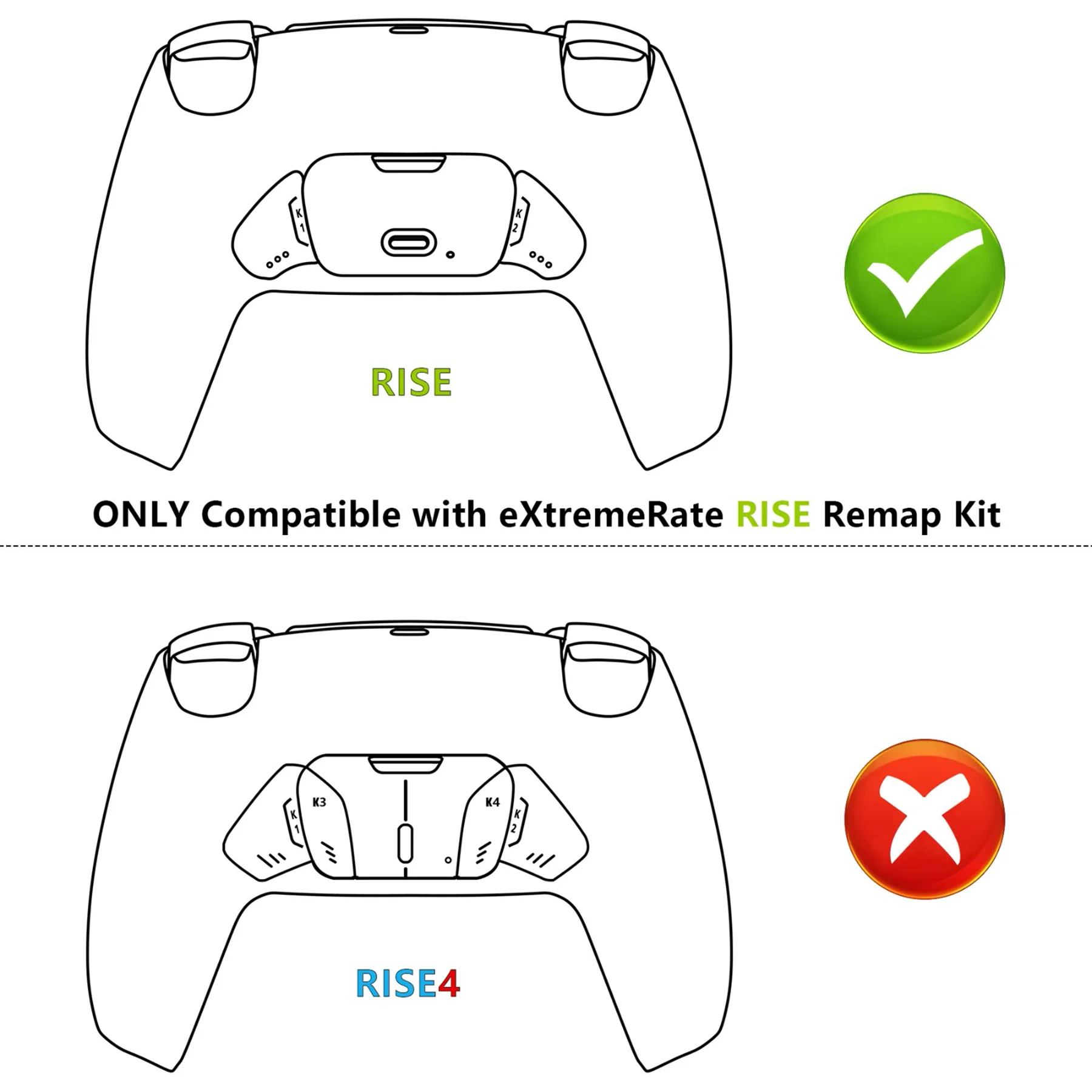 eXtremeRate Replacement Redesigned K1 K2 Back Buttons for eXtremerate RISE Remap Kit, Compatible with PS5 Controller - Solid Black - Image 3