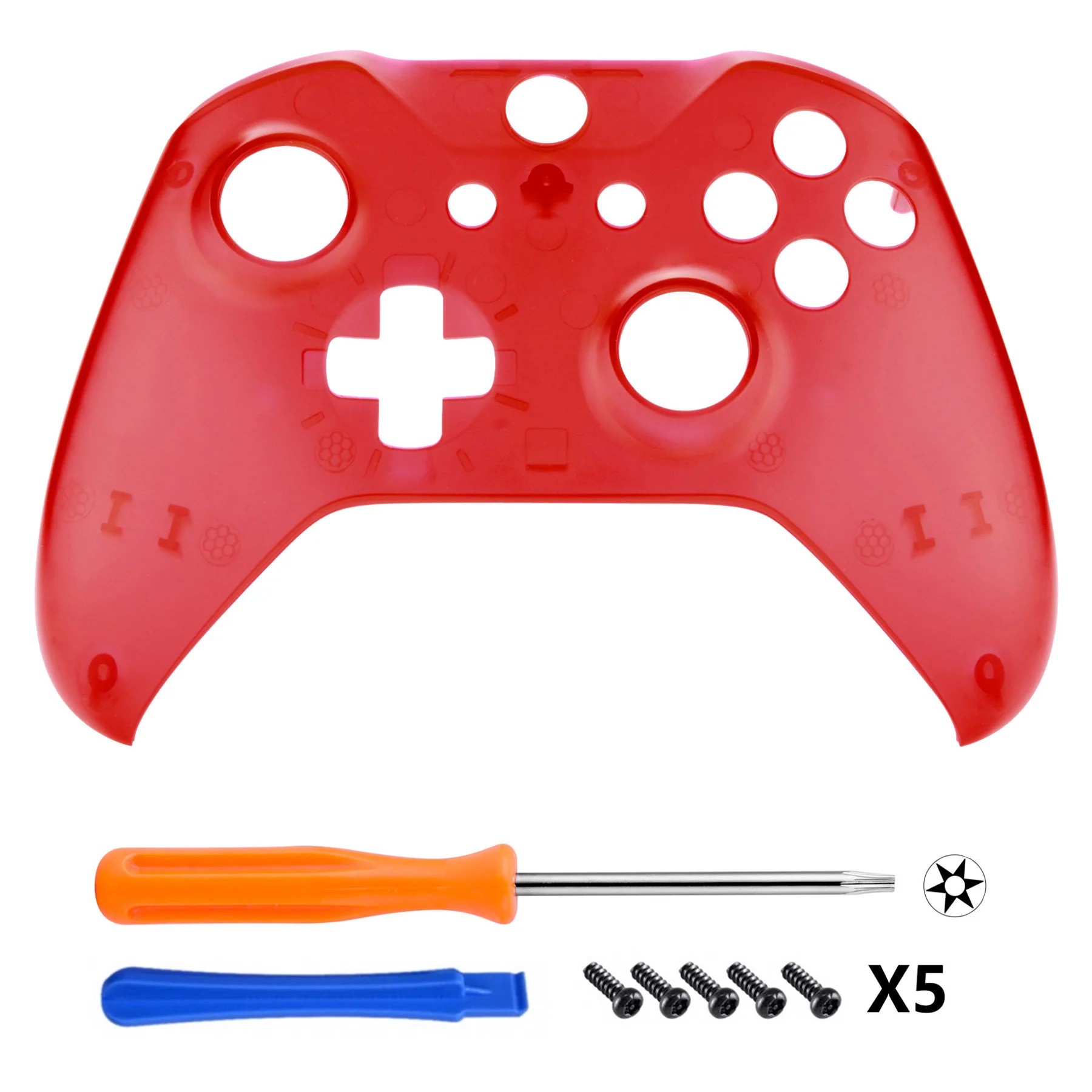 eXtremeRate Replacement Front Housing Shell for Xbox One X & S Controller (Model 1708) - Solid Clear Red