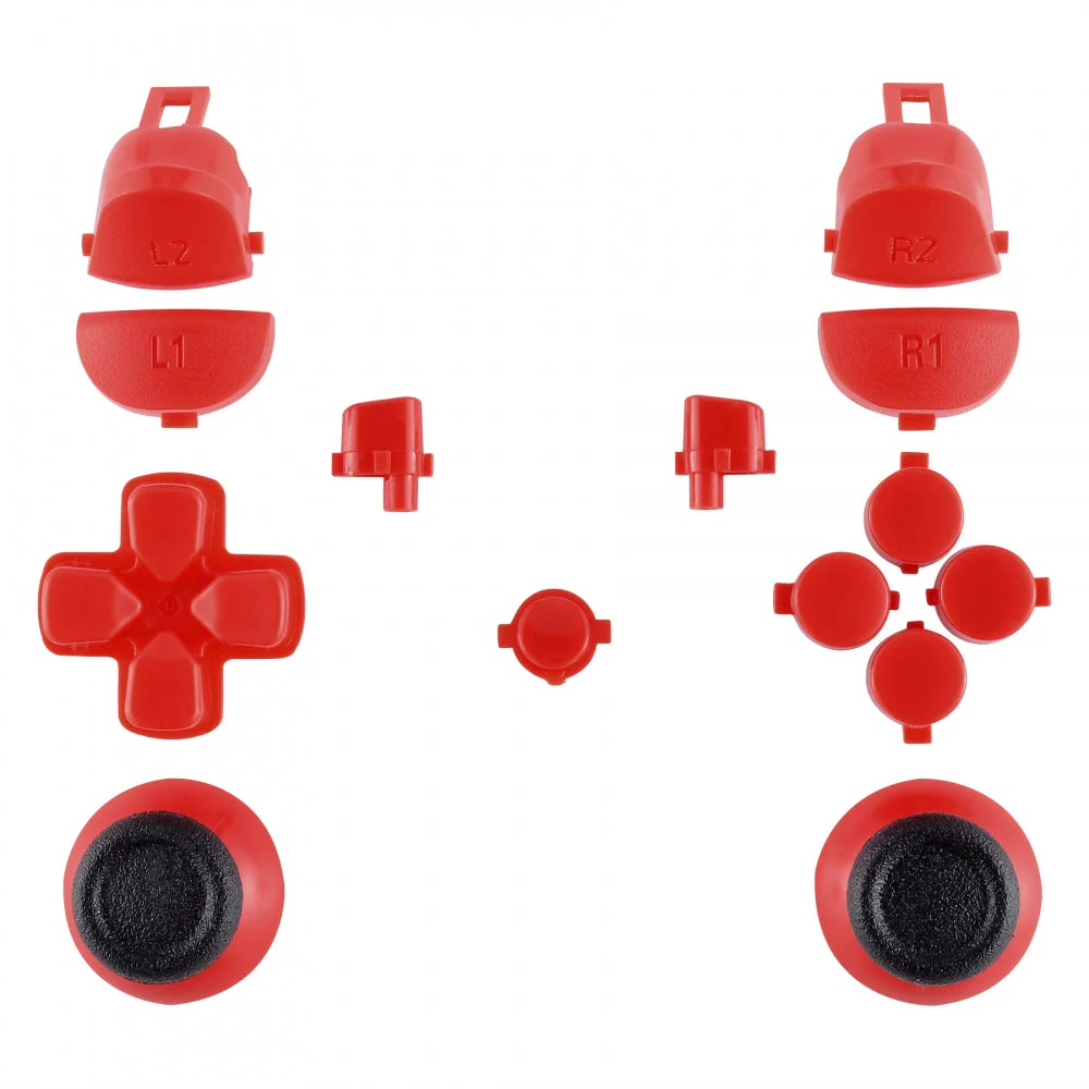 eXtremeRate Replacement Thumbsticks Buttons Compatible with PS4 Slim Pro Controller Controller (CUH-ZCT2 JDM-040/050/055) - Solid Red