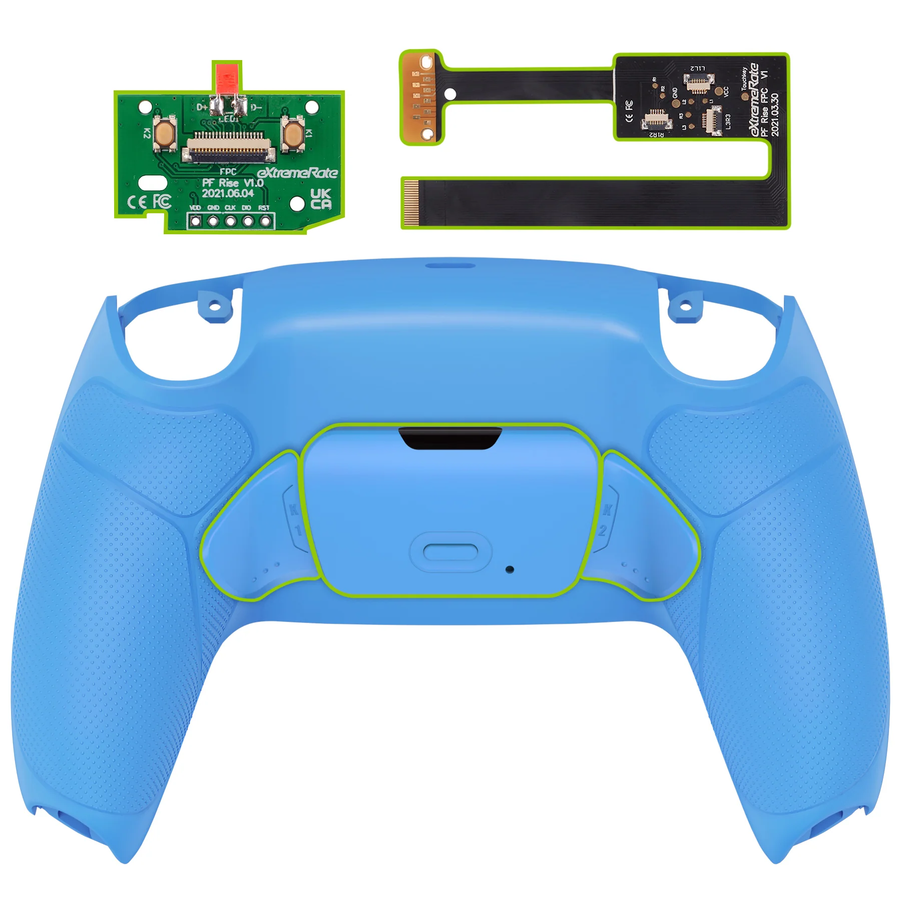 eXtremeRate Remappable Rise 2.0 Remap Kit for PS5 Controller BDM-010 & BDM-020 - Rubberized Starlight Blue