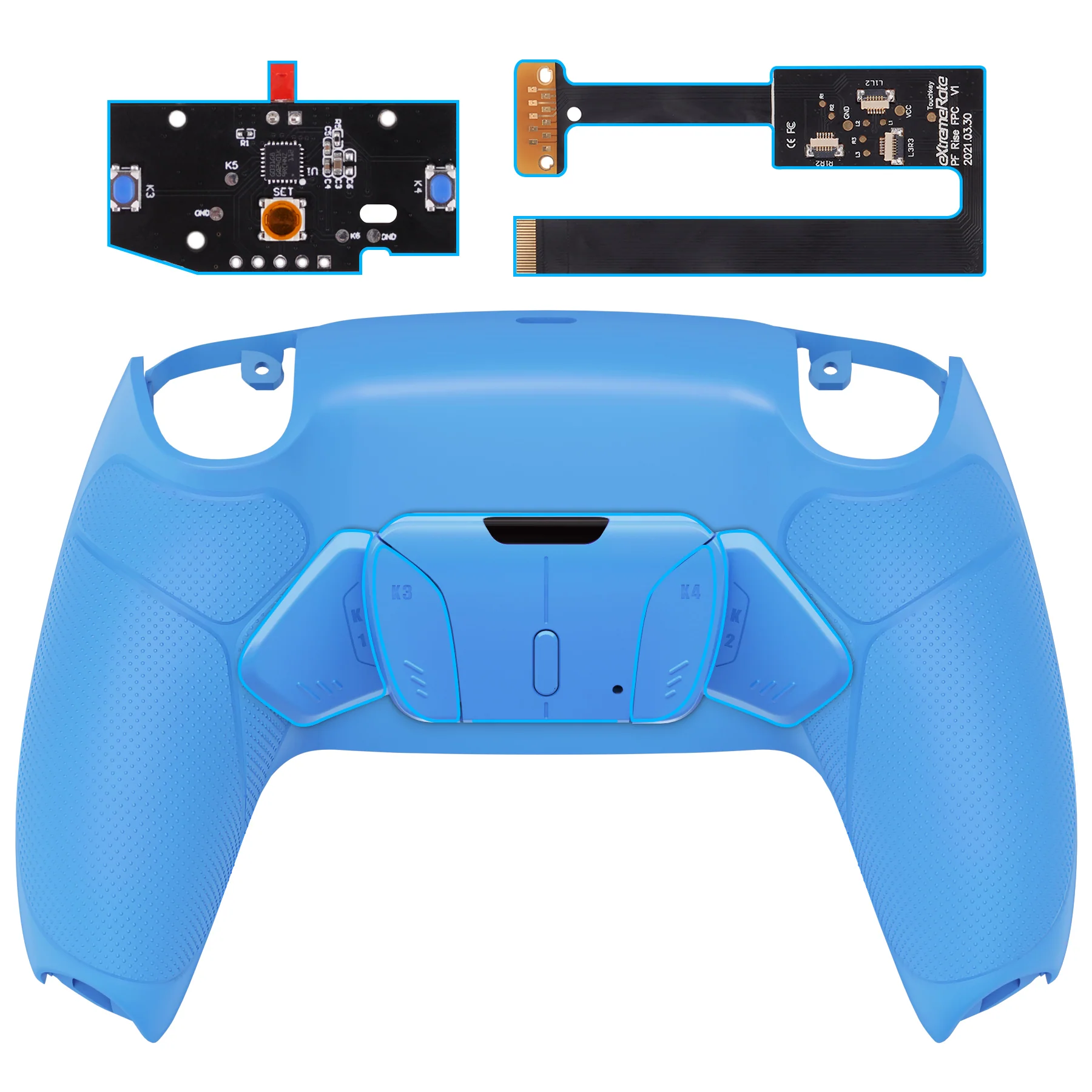 eXtremeRate Remappable RISE4 Remap Kit for PS5 Controller BDM-010/020 - Rubberized Starlight Blue
