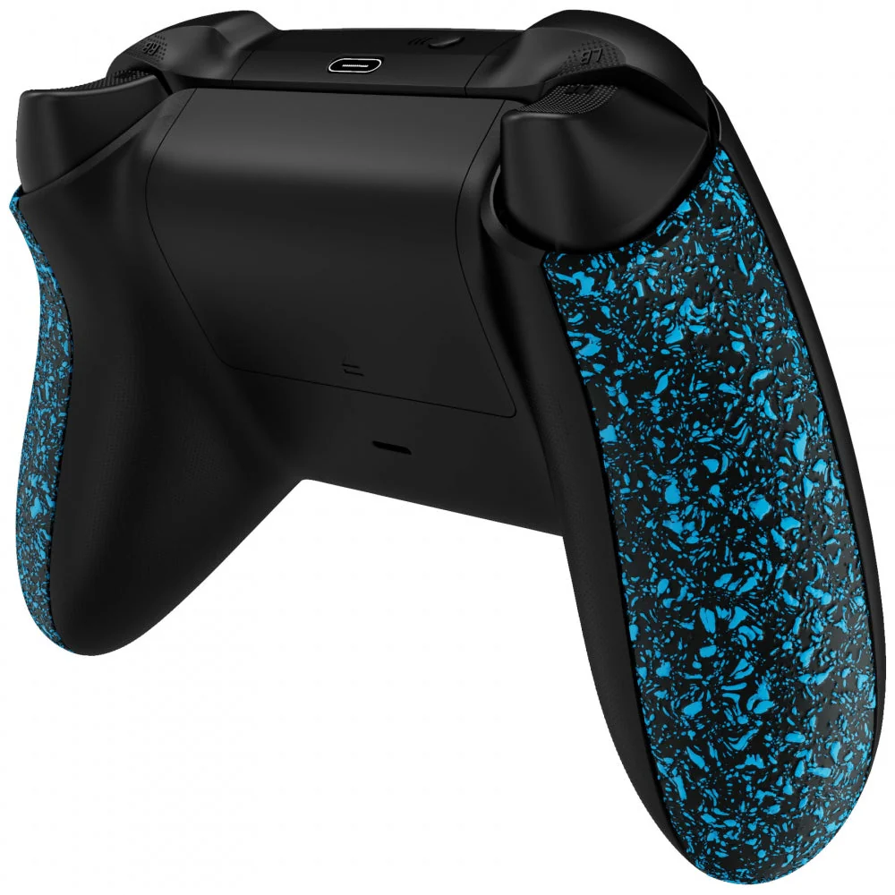 eXtremeRate Replacement Non-Slip Side Rails Grip Back Panels for Xbox Series X & S Controller - Textured Blue