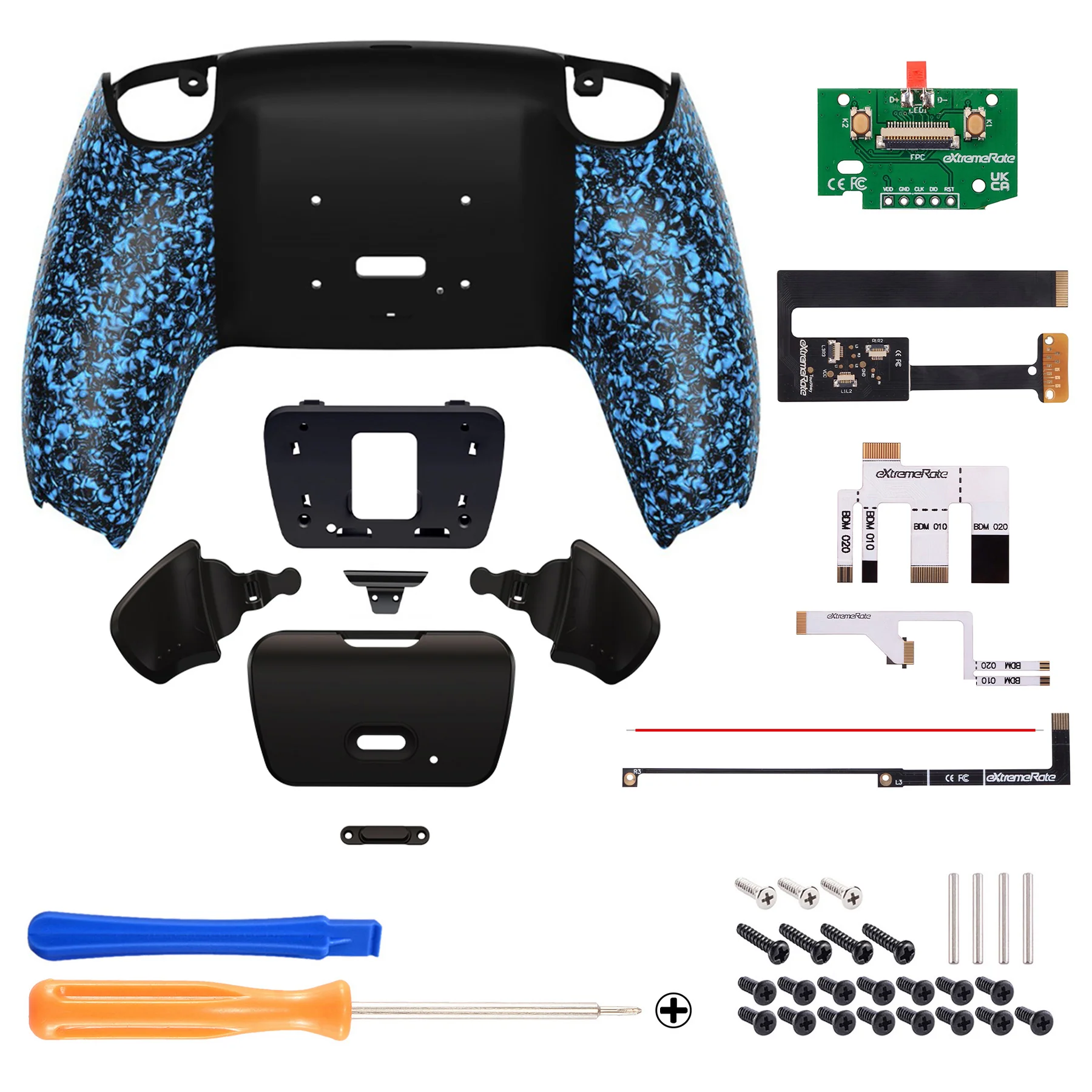 eXtremeRate Remappable Rise 2.0 Remap Kit for PS5 Controller BDM-010 & BDM-020 - Textured Blue - Image 2