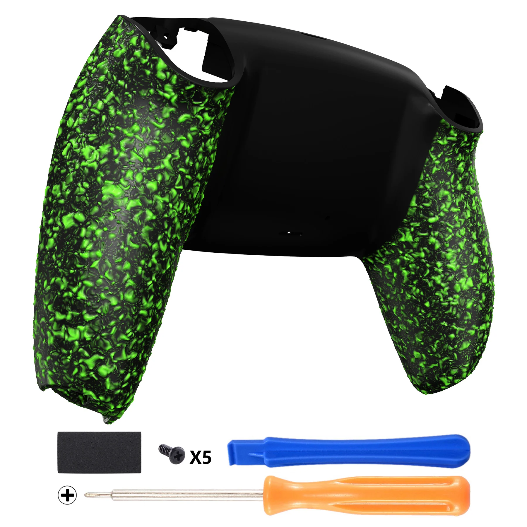 eXtremeRate Replacement Back Housing Bottom Shell Compatible with PS5 Controller BDM-010/020/030/040/050 - Textured Green