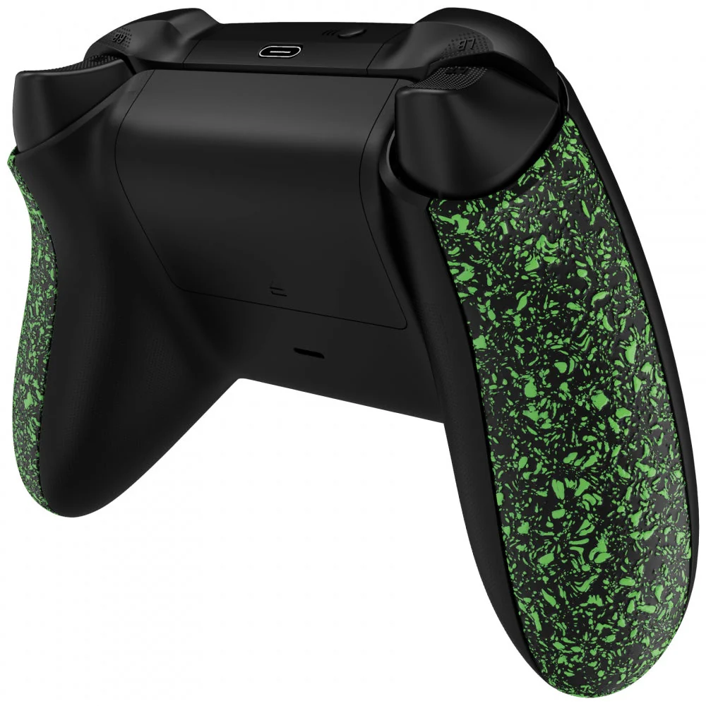 eXtremeRate Replacement Non-Slip Side Rails Grip Back Panels for Xbox Series X & S Controller - Textured Green