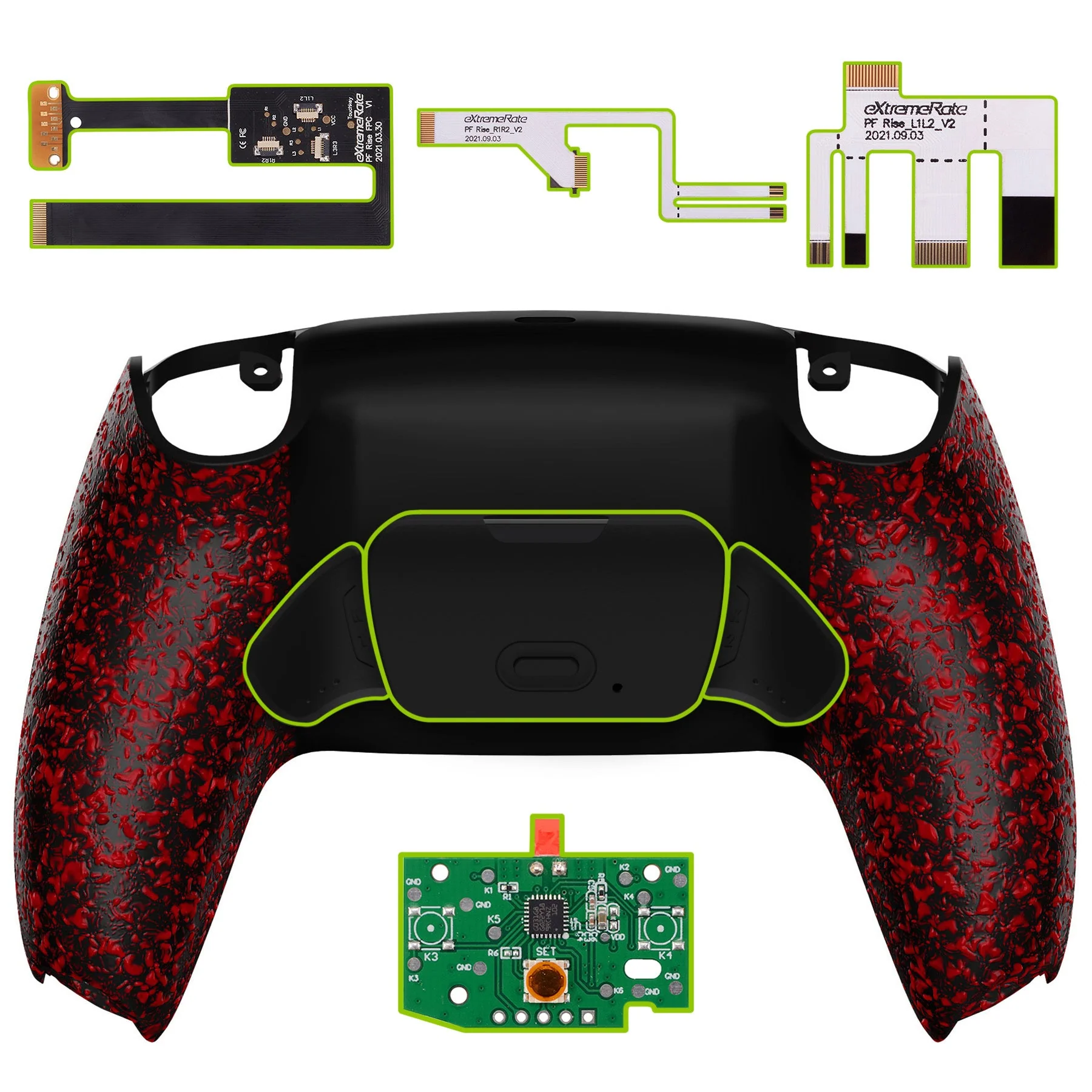 eXtremeRate Remappable Rise 2.0 Remap Kit for PS5 Controller BDM-010 & BDM-020 - Textured Red
