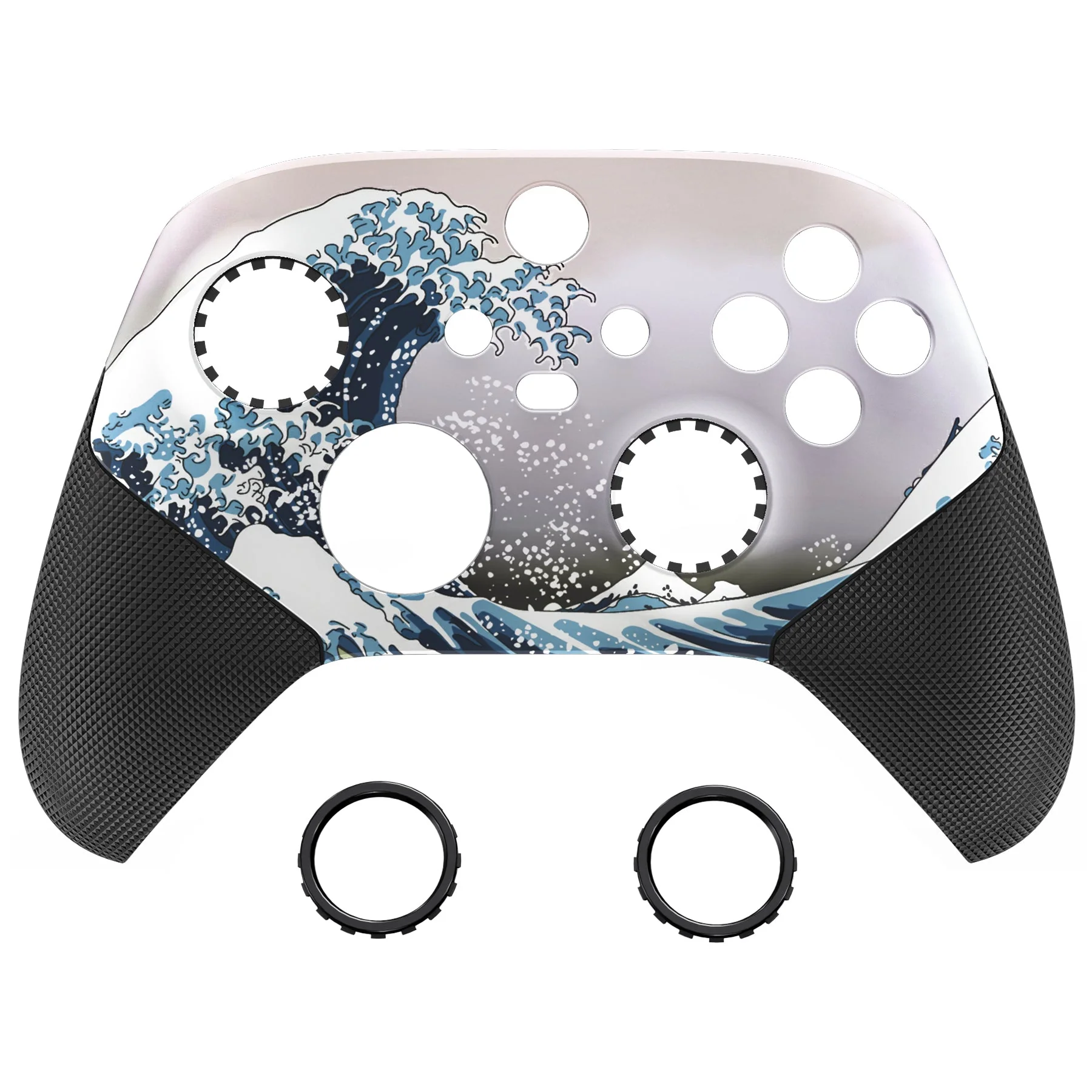 eXtremeRate ASR Version Performance Rubberized Grip Front Housing Shell with Accent Rings for Xbox Series X & S Controller - The Great Wave - Image 10