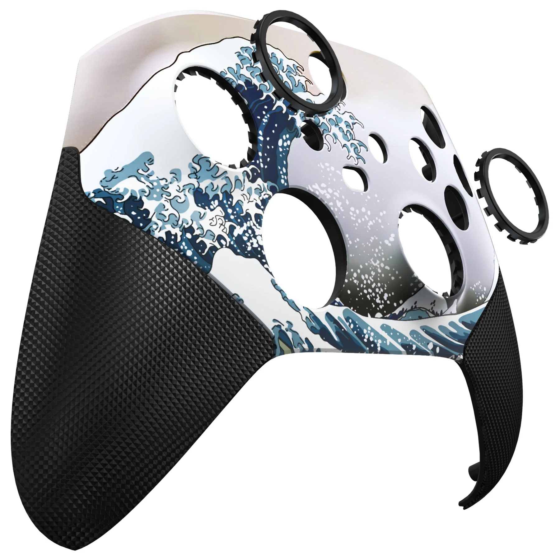eXtremeRate ASR Version Performance Rubberized Grip Front Housing Shell with Accent Rings for Xbox Series X & S Controller - The Great Wave - Image 12