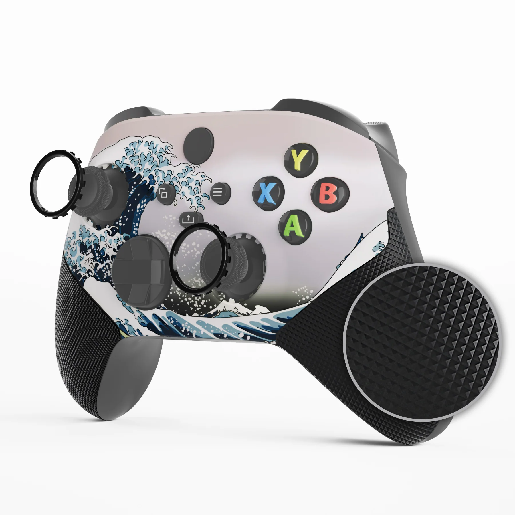 eXtremeRate ASR Version Performance Rubberized Grip Front Housing Shell with Accent Rings for Xbox Series X & S Controller - The Great Wave - Image 4
