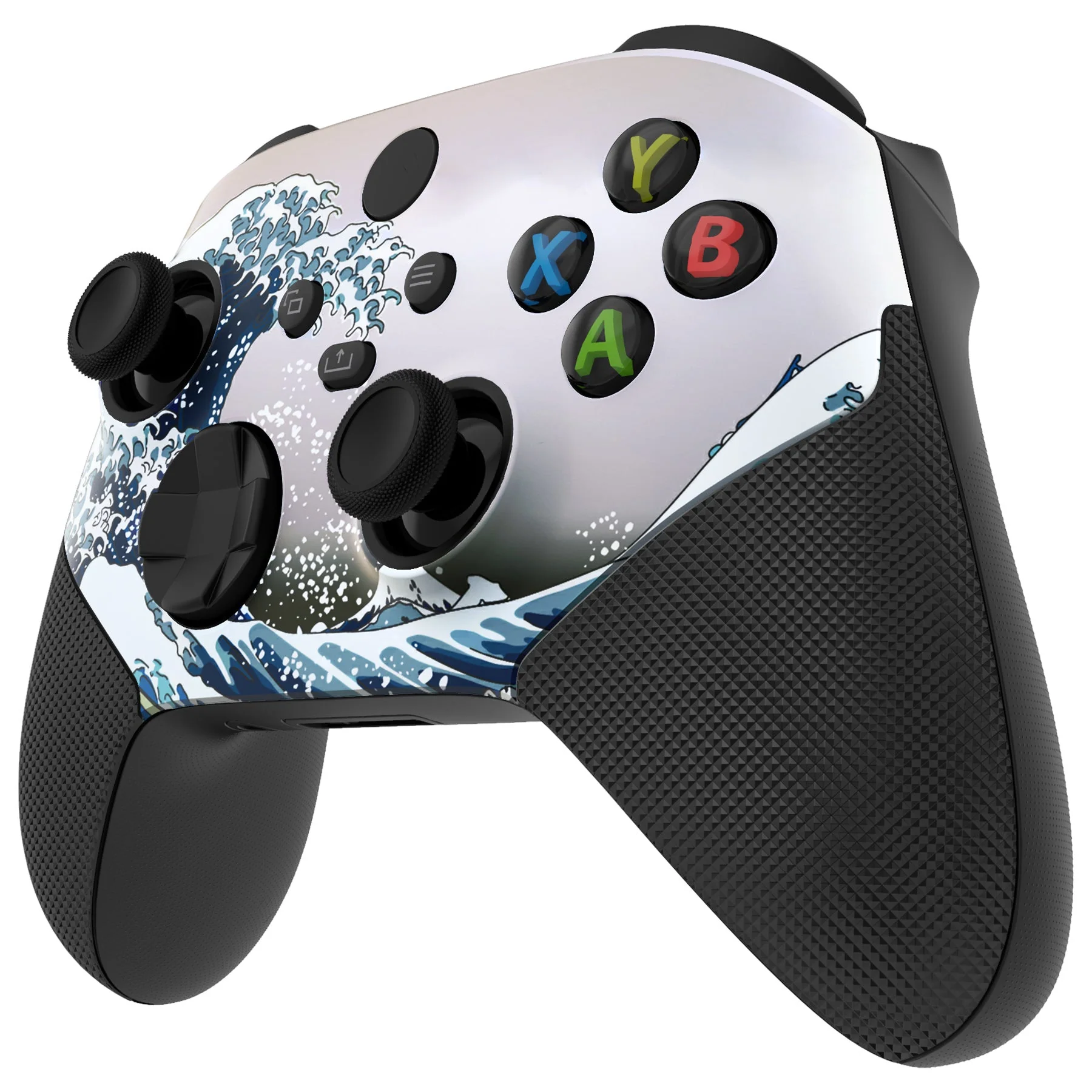 eXtremeRate ASR Version Performance Rubberized Grip Front Housing Shell with Accent Rings for Xbox Series X & S Controller - The Great Wave - Image 7