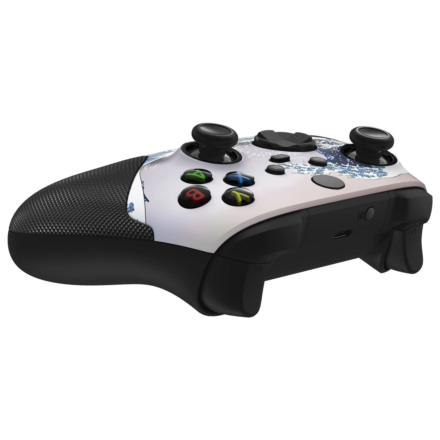 eXtremeRate ASR Version Performance Rubberized Grip Front Housing Shell with Accent Rings for Xbox Series X & S Controller - The Great Wave - Image 9
