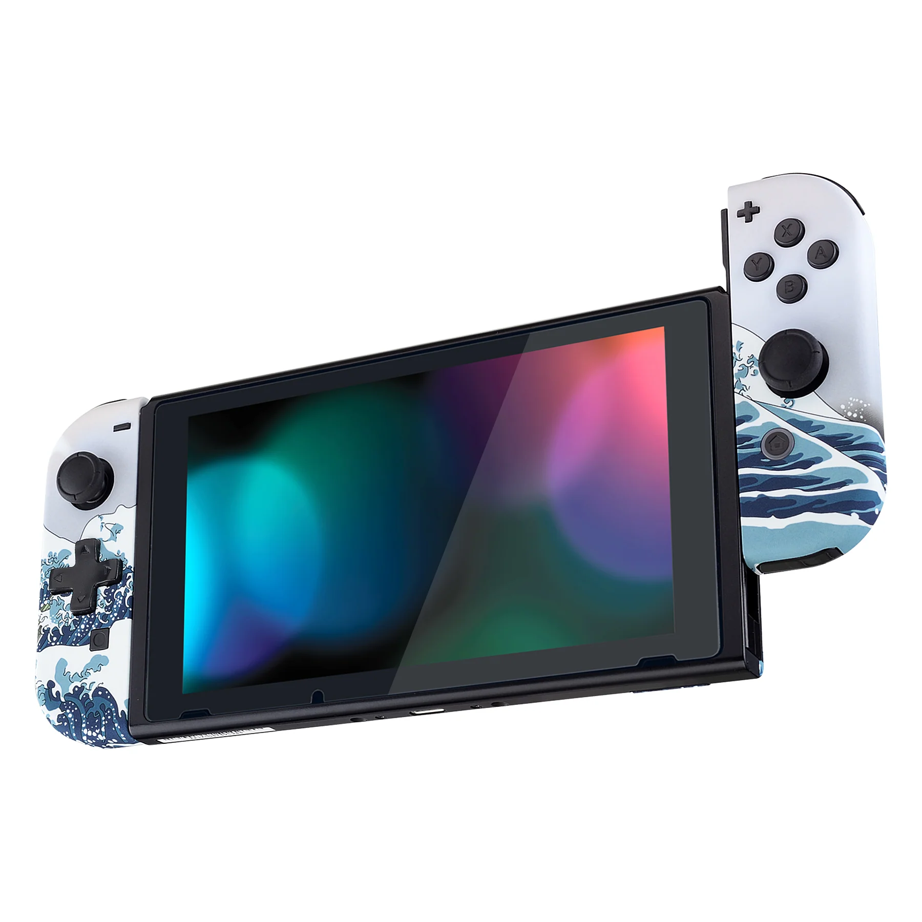 eXtremeRate Dpad Version Replacement Full Set Shell Case with Buttons for Joycon of NS Switch - The Great Wave - Image 5