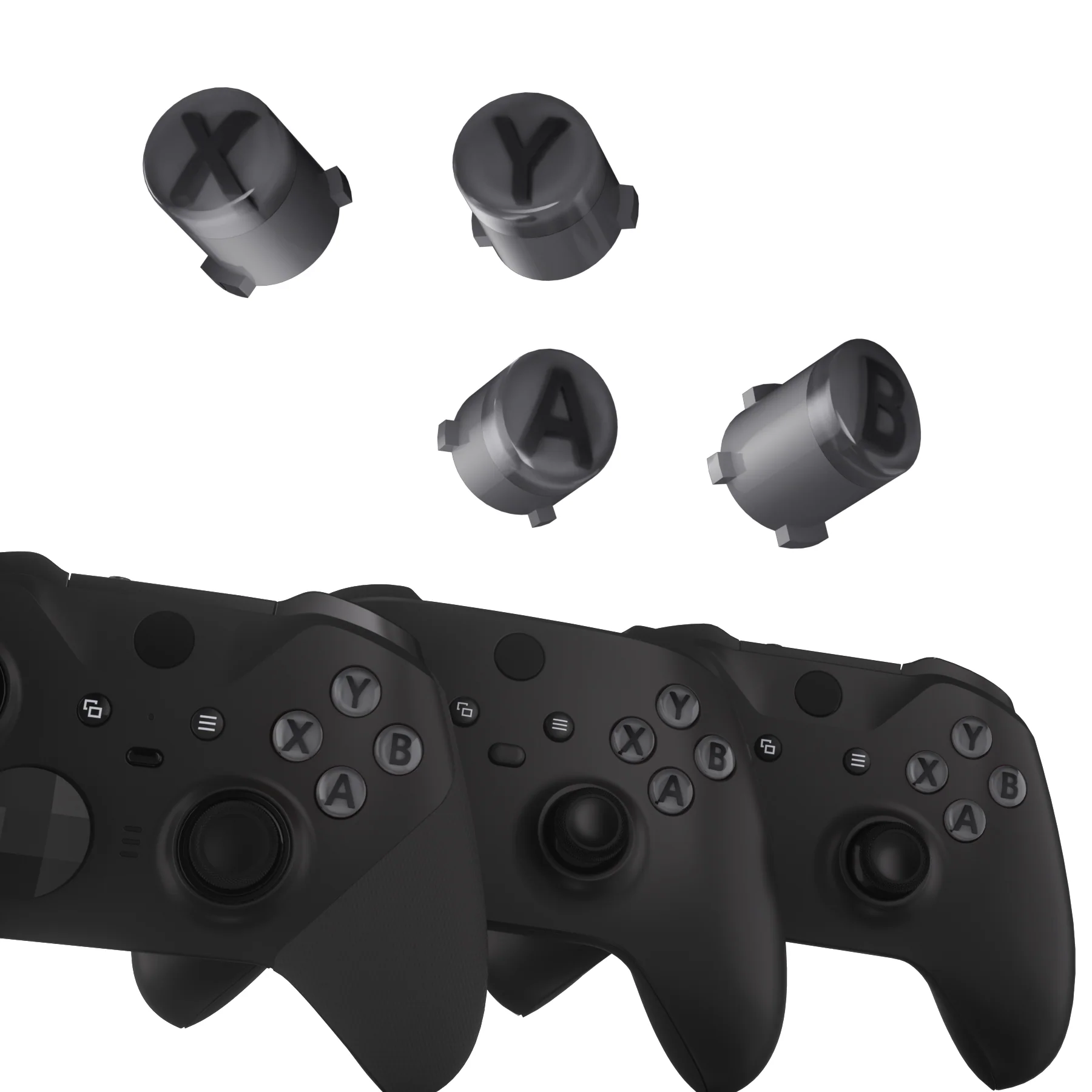 eXtremeRate Three-Tone ABXY Action Buttons with Classic Symbols for Xbox Series X/S Controller & Xbox One X/S & Xbox One Elite V1/V2 Controller - Classic Gray & Clear & Dark Gray - Image 4