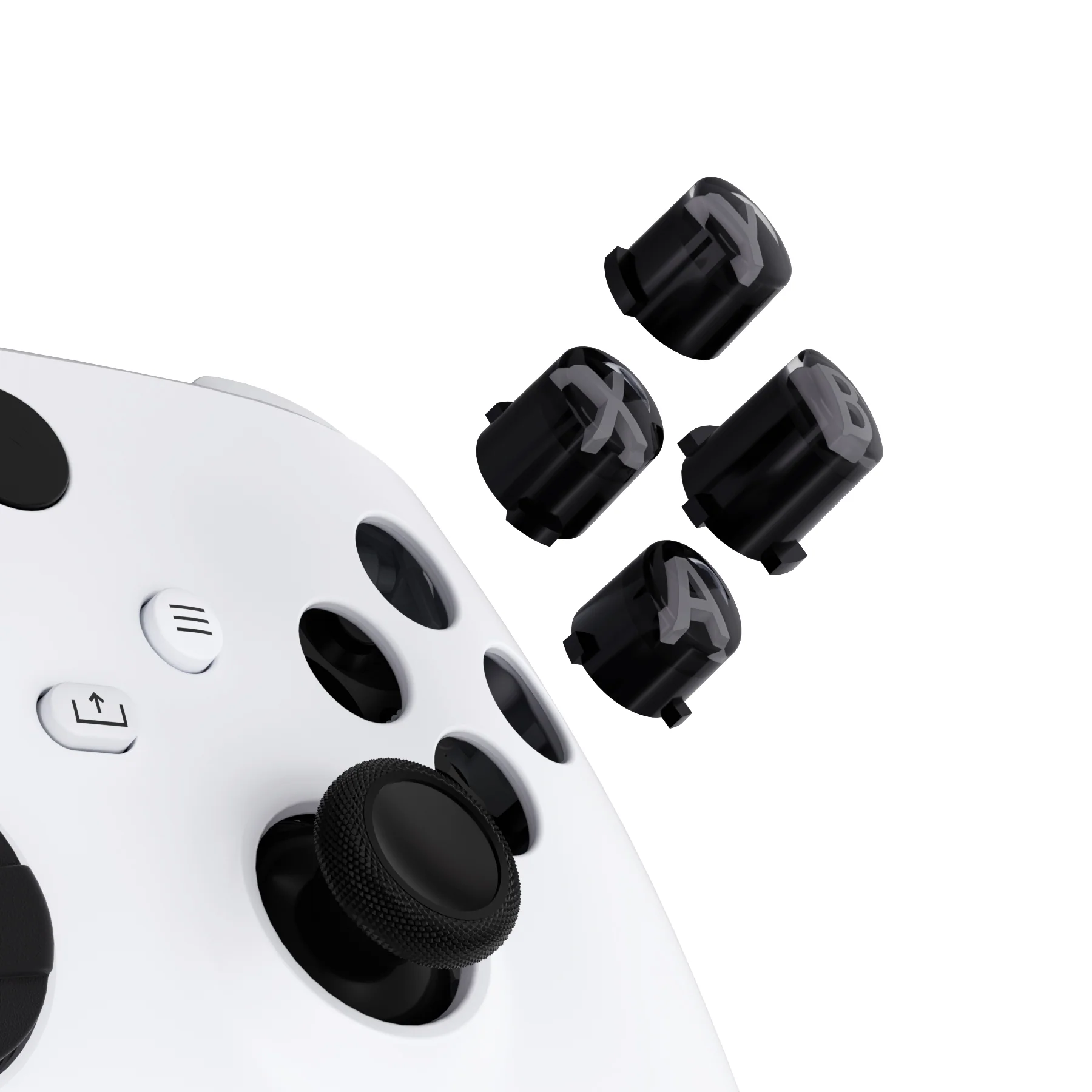 eXtremeRate Three-Tone ABXY Action Buttons with Classic Symbols for Xbox Series X/S Controller & Xbox One X/S & Xbox One Elite V1/V2 Controller - Black & Clear & Classic Gray