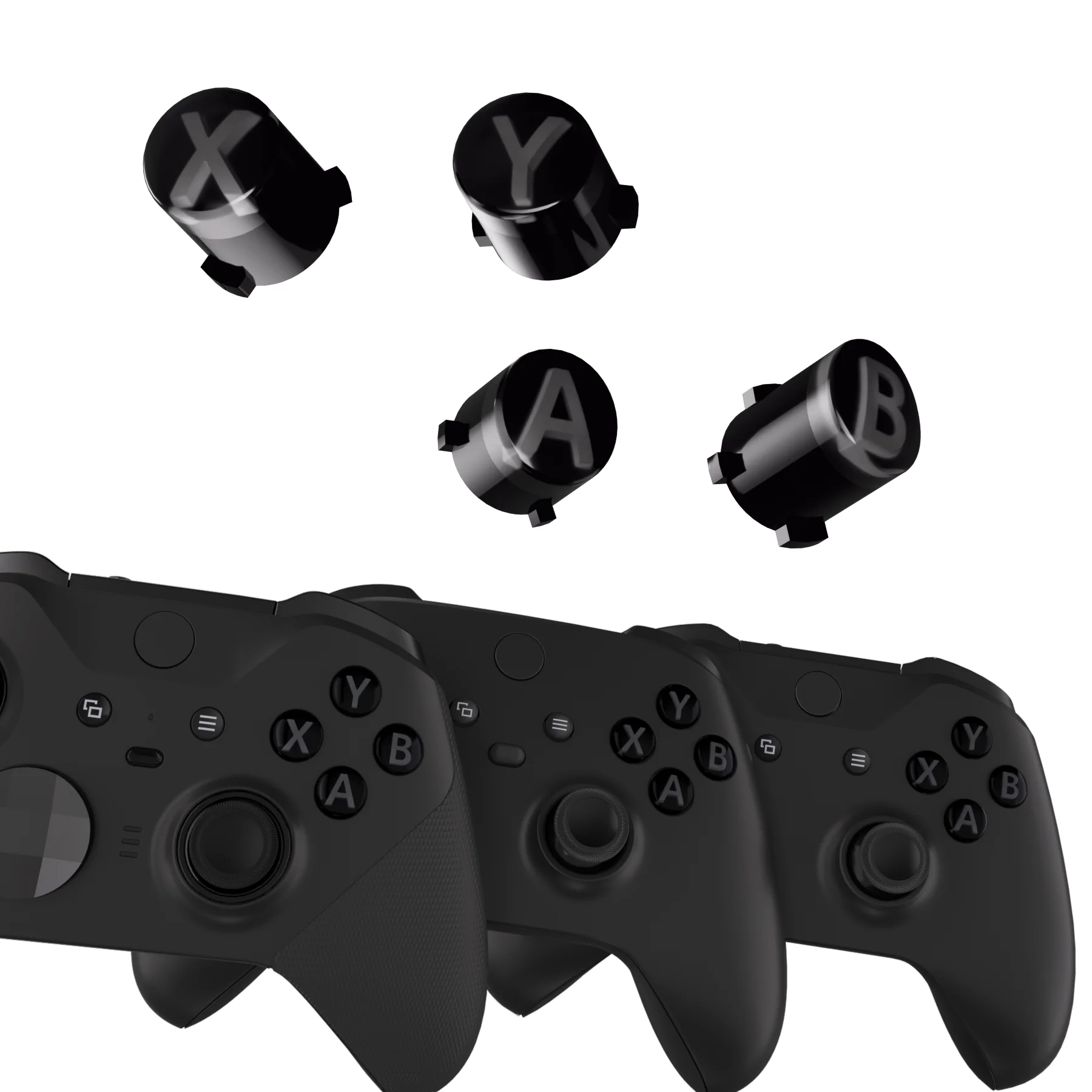 eXtremeRate Three-Tone ABXY Action Buttons with Classic Symbols for Xbox Series X/S Controller & Xbox One X/S & Xbox One Elite V1/V2 Controller - Black & Clear & Classic Gray - Image 4