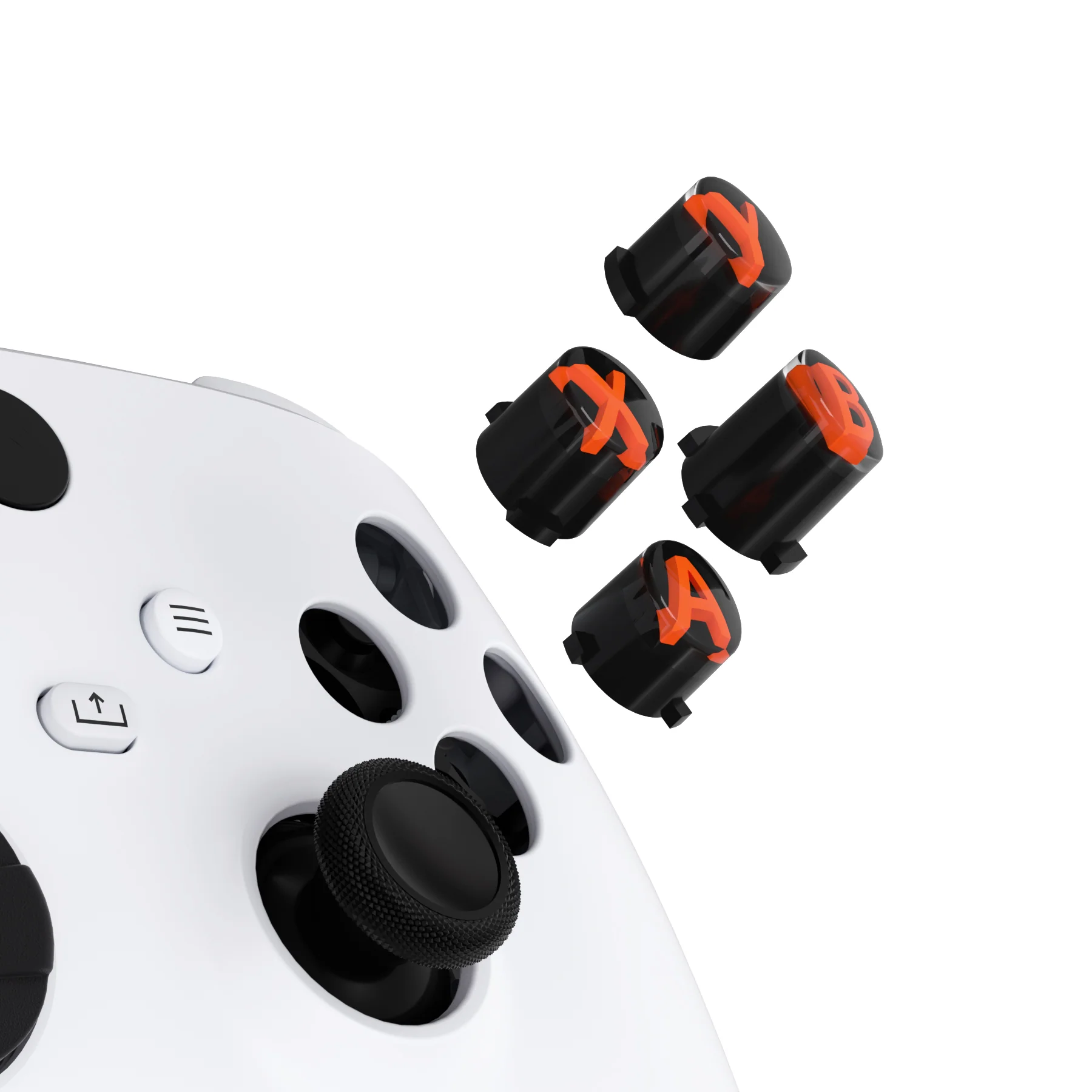 eXtremeRate Three-Tone ABXY Action Buttons with Classic Symbols for Xbox Series X/S Controller & Xbox One X/S & Xbox One Elite V1/V2 Controller - Black & Clear & Orange