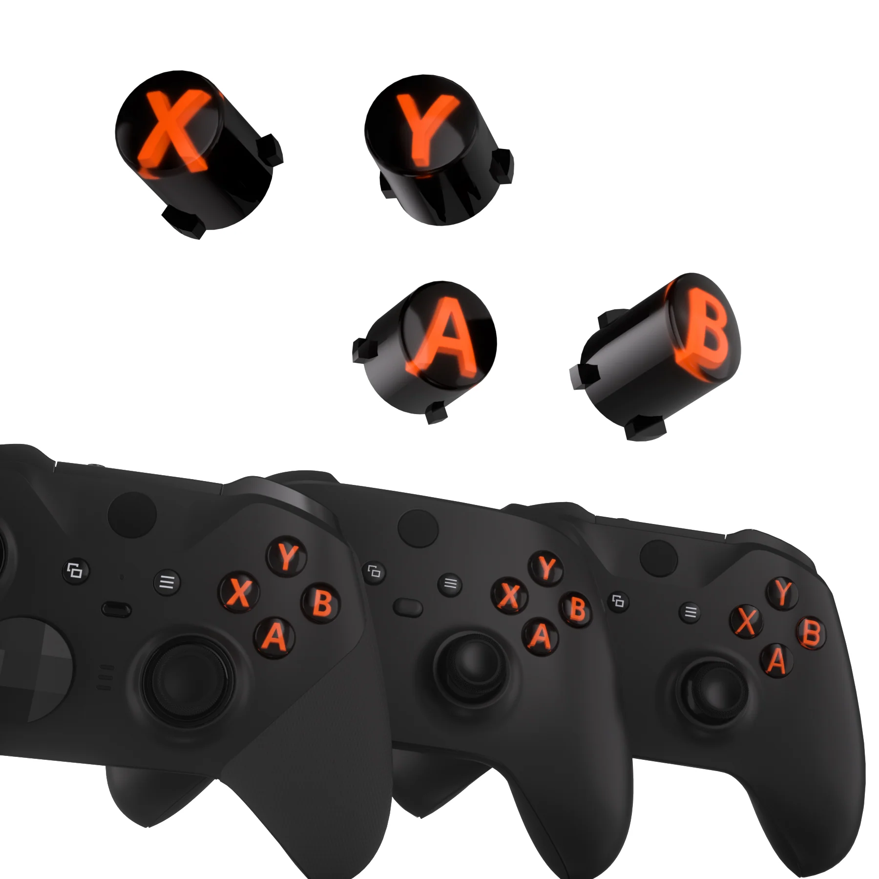 eXtremeRate Three-Tone ABXY Action Buttons with Classic Symbols for Xbox Series X/S Controller & Xbox One X/S & Xbox One Elite V1/V2 Controller - Black & Clear & Orange - Image 4