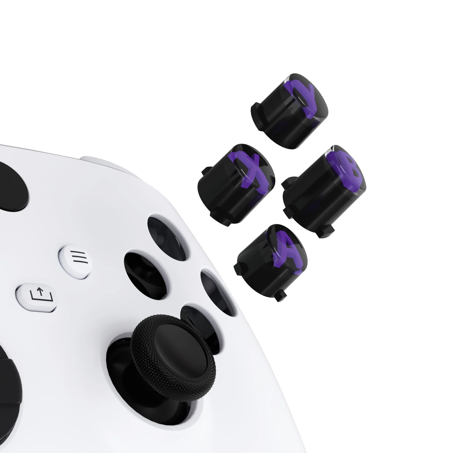 eXtremeRate Three-Tone ABXY Action Buttons with Classic Symbols for Xbox Series X/S Controller & Xbox One X/S & Xbox One Elite V1/V2 Controller - Black & Clear & Purple