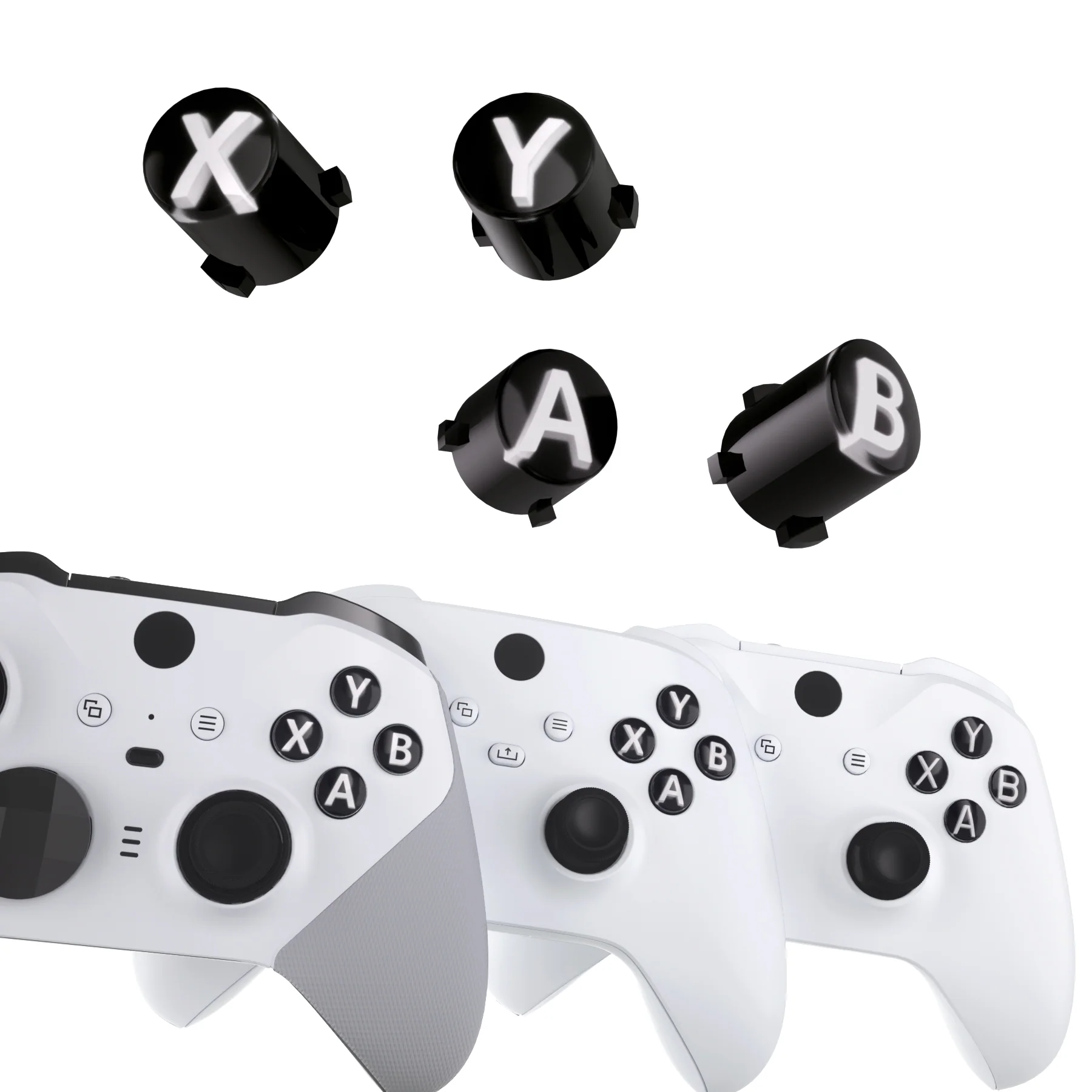 eXtremeRate Three-Tone ABXY Action Buttons with Classic Symbols for Xbox Series X/S Controller & Xbox One X/S & Xbox One Elite V1/V2 Controller - Black & Clear & White - Image 4