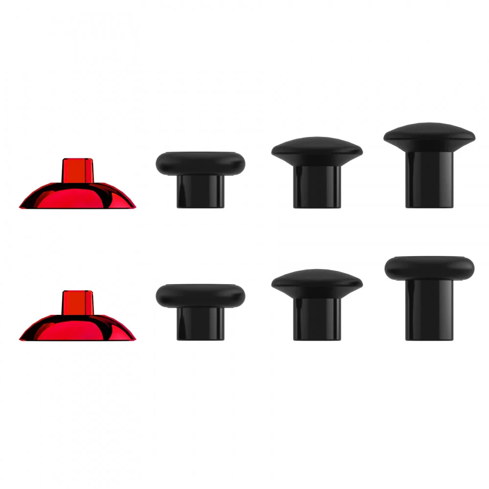 eXtremeRate ThumbsGear Interchangeable Ergonomic Thumbstick with 3 Height Domed and Concave Grips Adjustable Joystick for PS5 & PS4 Controller - Chrome Glossy Red & Black - Image 5
