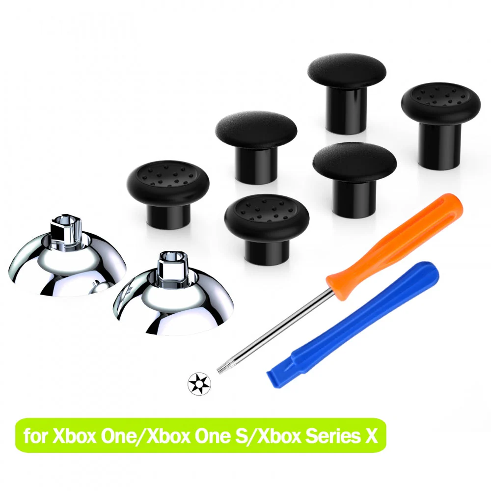 eXtremeRate ThumbsGear Interchangeable Ergonomic Thumbstick for Xbox Series X/S Controller & Xbox One Controller & Xbox One Elite Controller & Xbox One X/S Controller - Chrome Glossy Silver