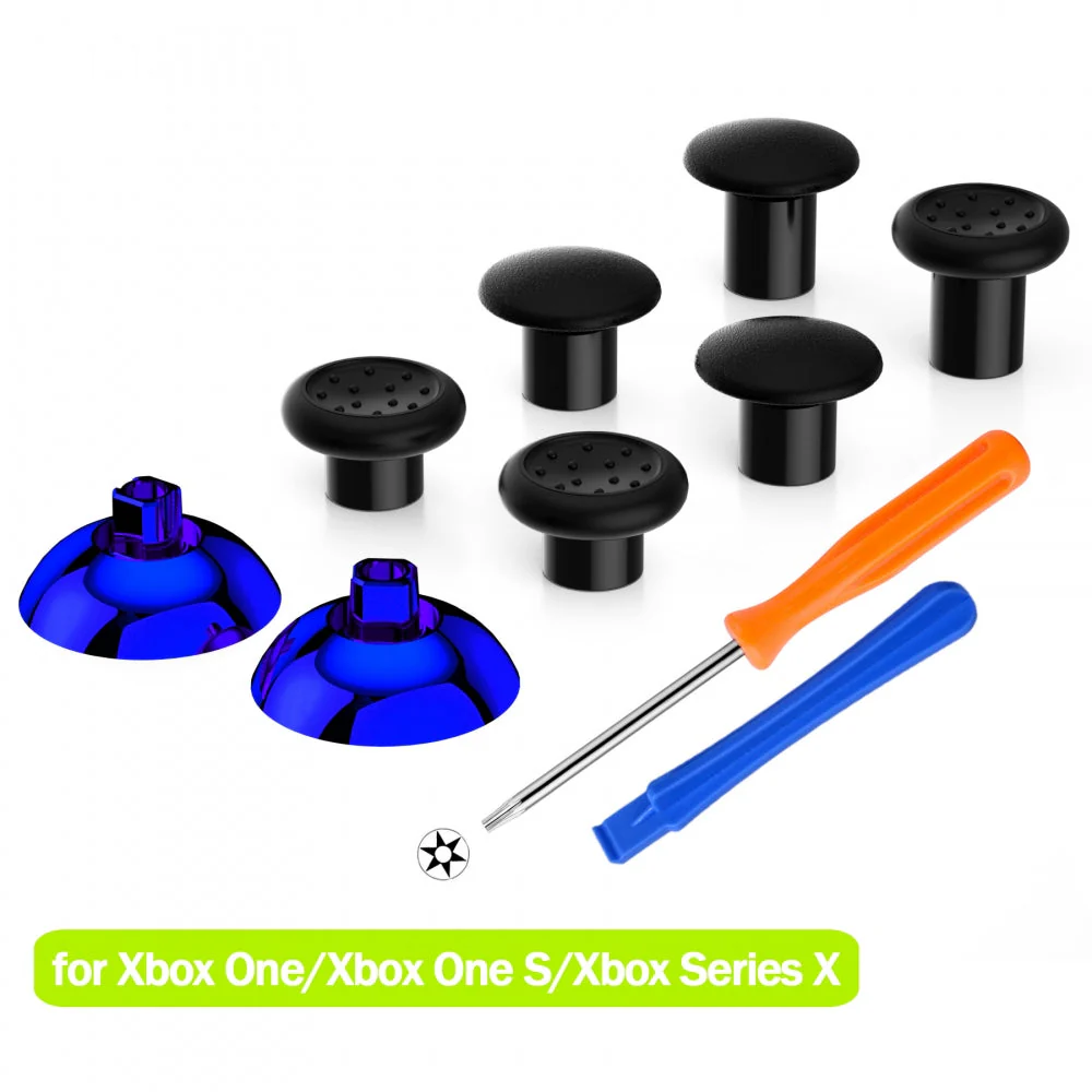 eXtremeRate ThumbsGear Interchangeable Ergonomic Thumbstick for Xbox Series X/S Controller & Xbox One Controller & Xbox One Elite Controller & Xbox One X/S Controller - Chrome Glossy Blue