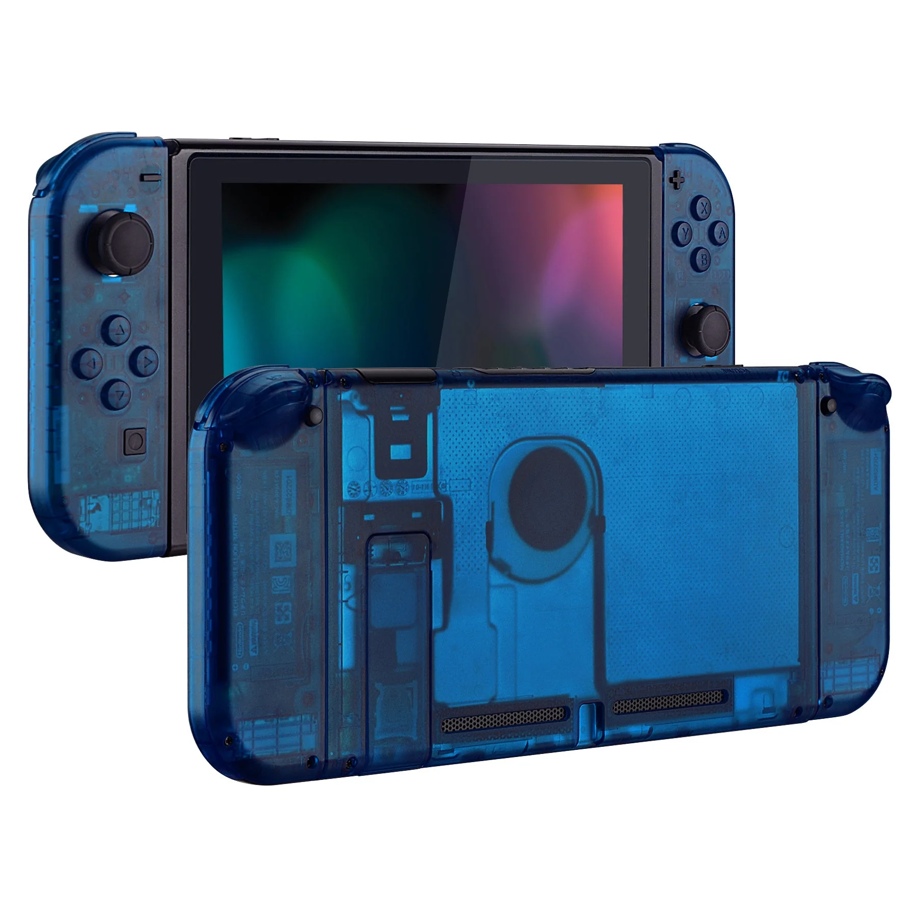 eXtremeRate Replacement Full Set Shells with Buttons for Nintendo Switch - Clear Blue