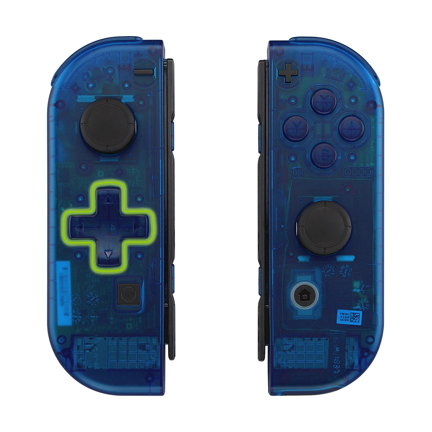 eXtremeRate Dpad Version Replacement Full Set Shell Case with Buttons for Joycon of NS Switch - Transparent Clear Blue