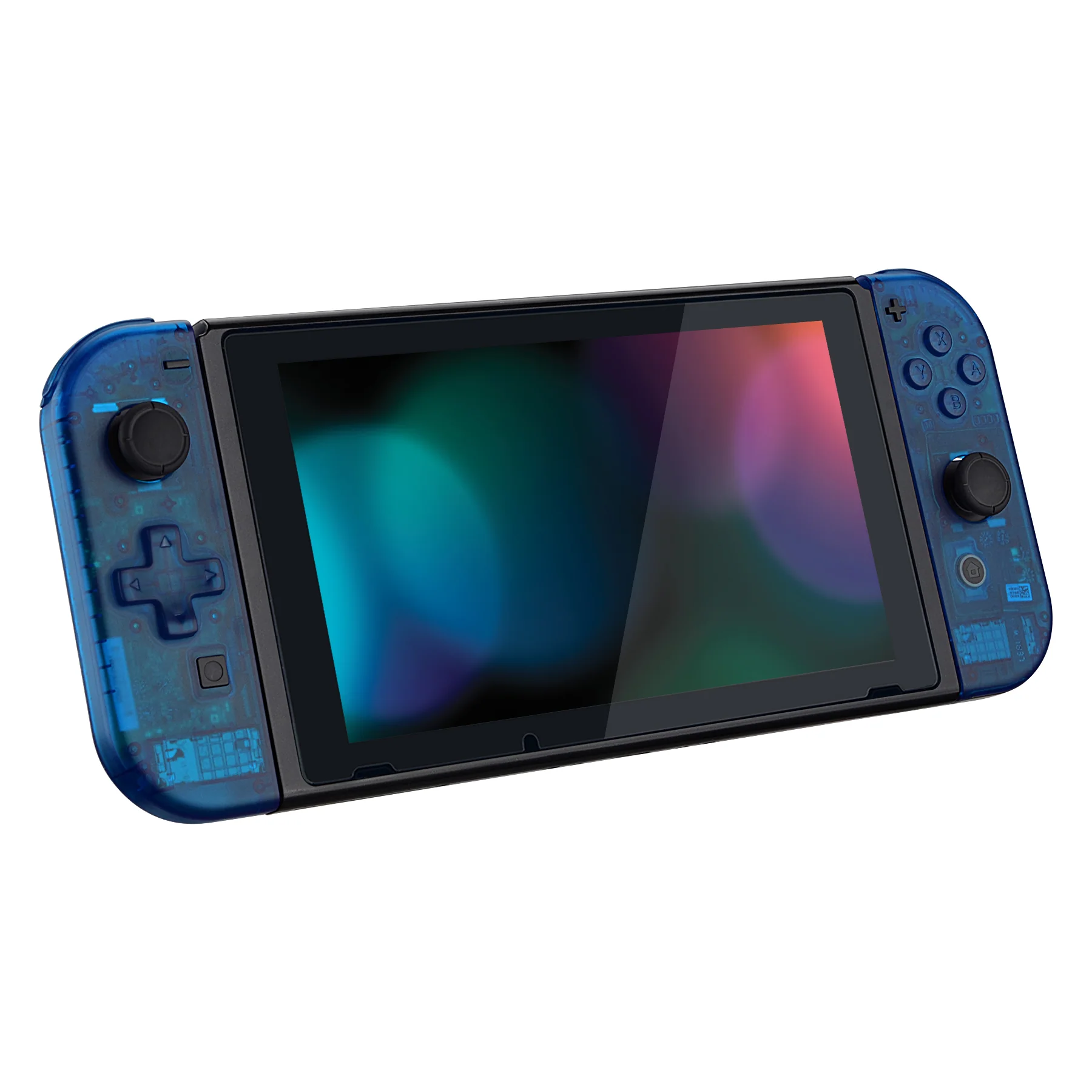 eXtremeRate Dpad Version Replacement Full Set Shell Case with Buttons for Joycon of NS Switch - Transparent Clear Blue - Image 6