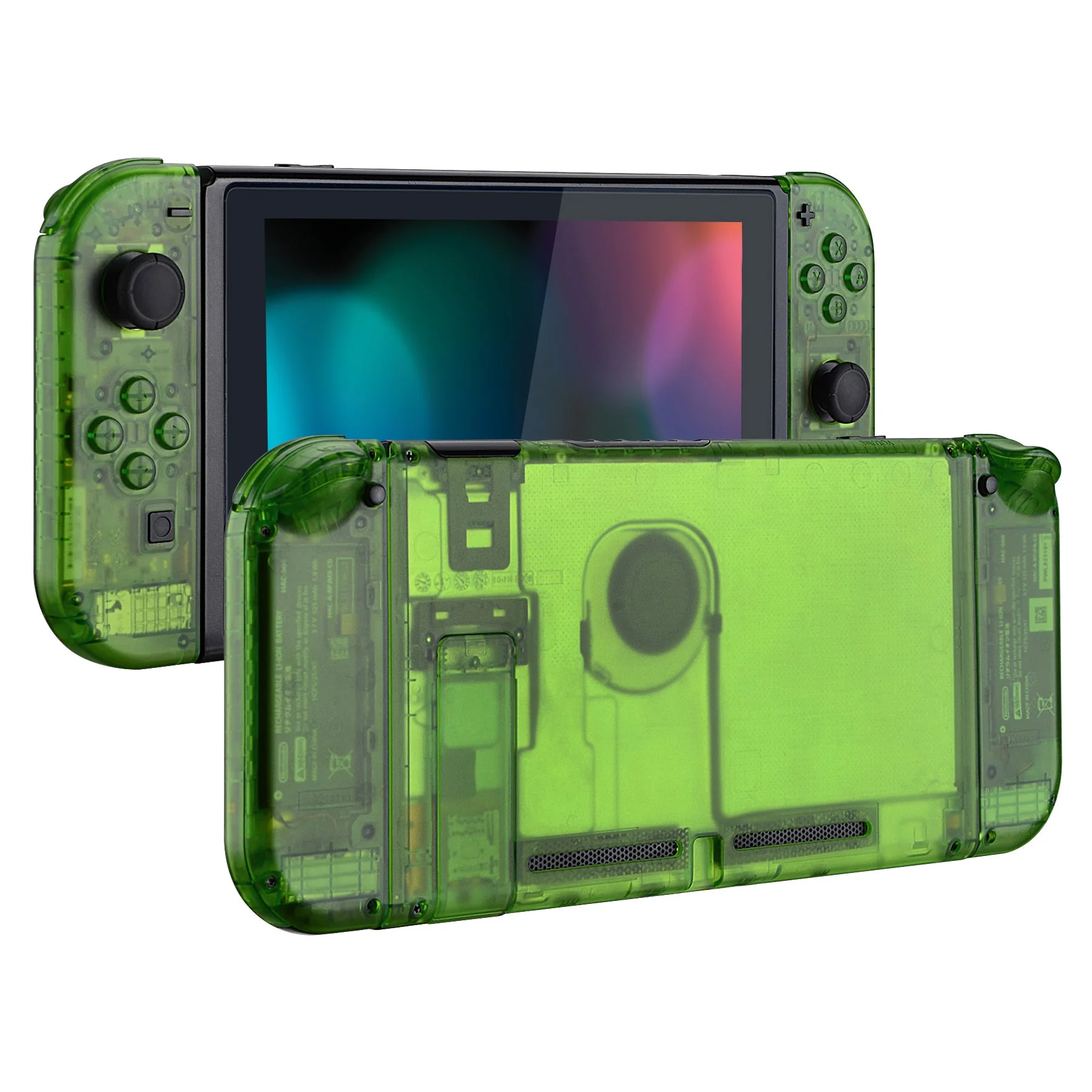 eXtremeRate Replacement Full Set Shells with Buttons for Nintendo Switch - Clear Green