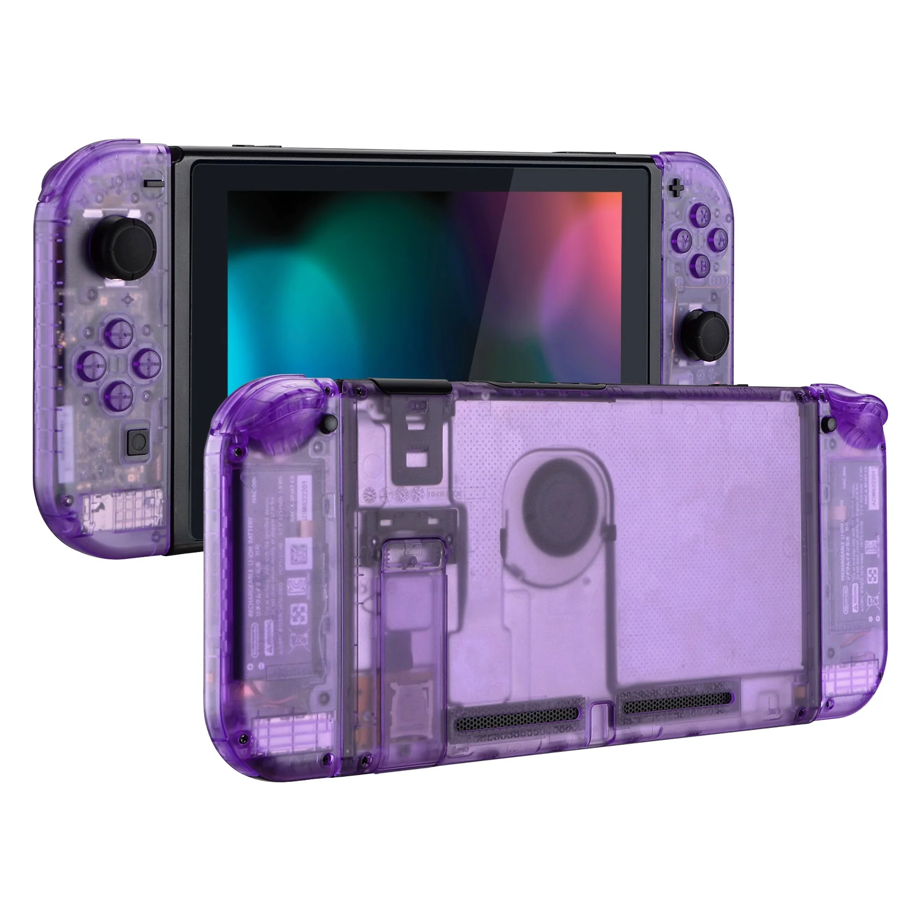 eXtremeRate Replacement Full Set Shells with Buttons for Nintendo Switch - Clear Atomic Purple