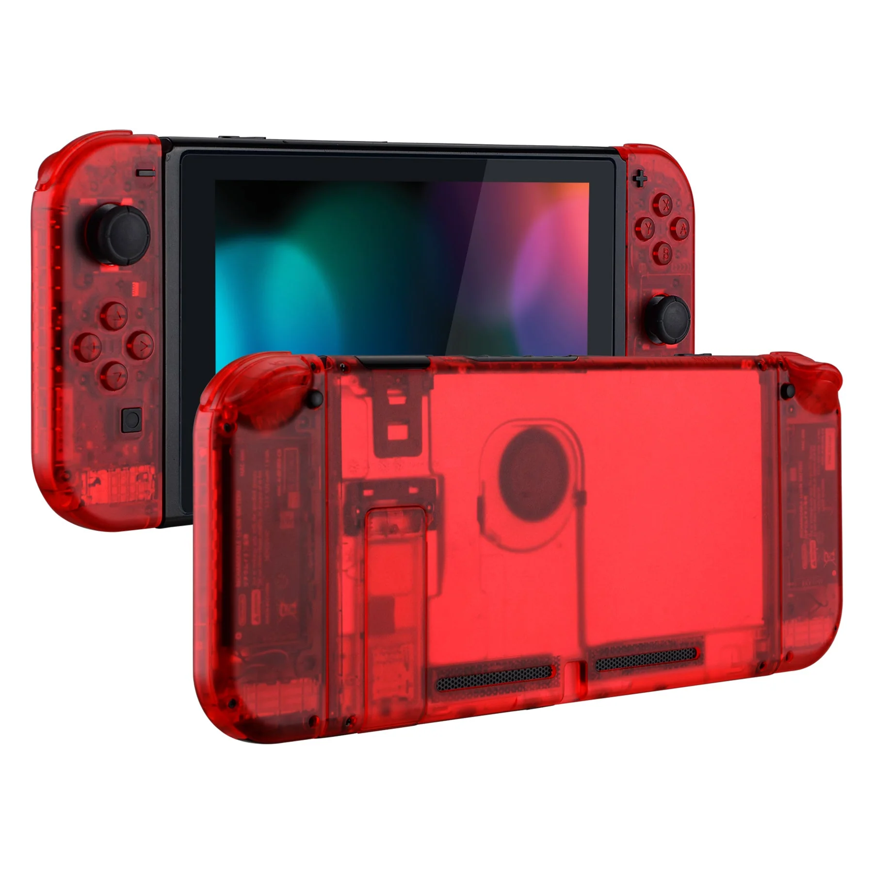 eXtremeRate Replacement Full Set Shells with Buttons for Nintendo Switch - Clear Red