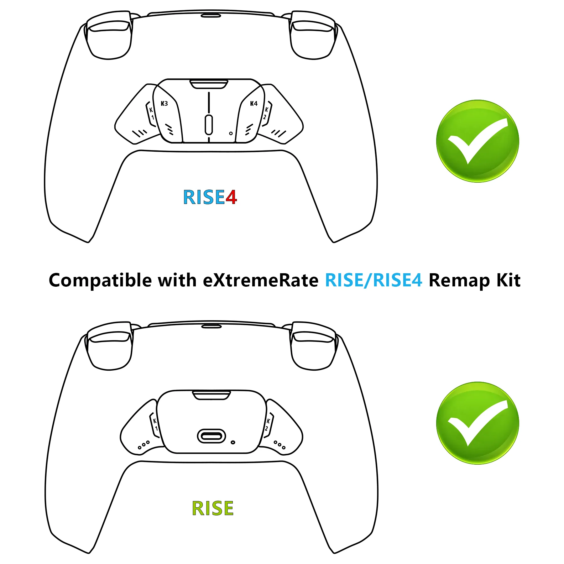 eXtremeRate Turn RISE & RISE4 to RISE4 RMB Kit – Real Metal Buttons (RMB) Version K1 K2 K3 K4 Back Buttons Housing & Remap PCB Board for eXtremeRate RISE & RISE4 Remap kit, Compatible with PS5 Controller - Silver - Image 2