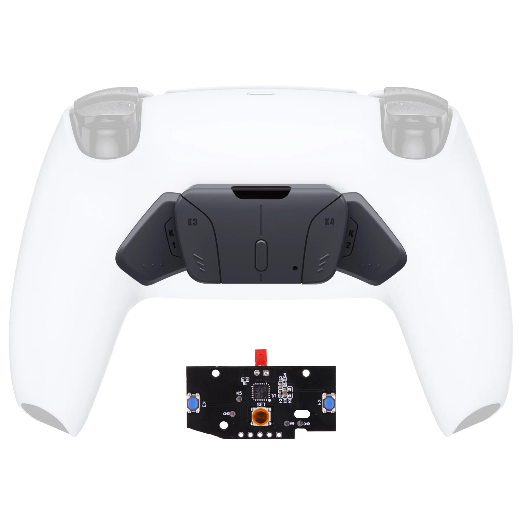 eXtremeRate Turn RISE to RISE4 Kit – Redesigned K1 K2 K3 K4 Back Buttons Housing & Remap PCB Board for eXtremeRate RISE & RISE4 Remap kit, Compatible with PS5 Controller - Classic Gray