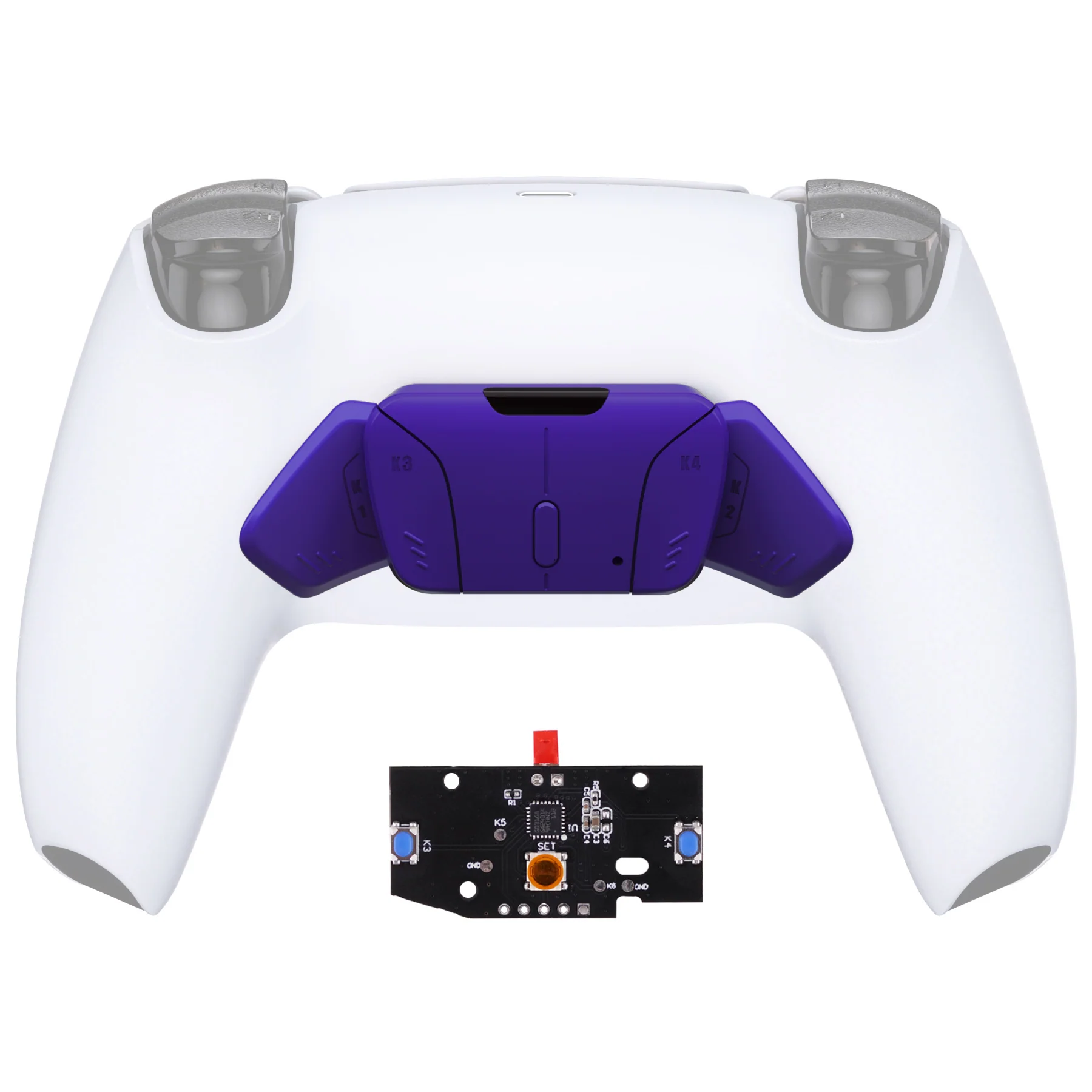 eXtremeRate Turn RISE to RISE4 Kit – Redesigned K1 K2 K3 K4 Back Buttons Housing & Remap PCB Board for eXtremeRate RISE & RISE4 Remap kit, Compatible with PS5 Controller - Galactic Purple