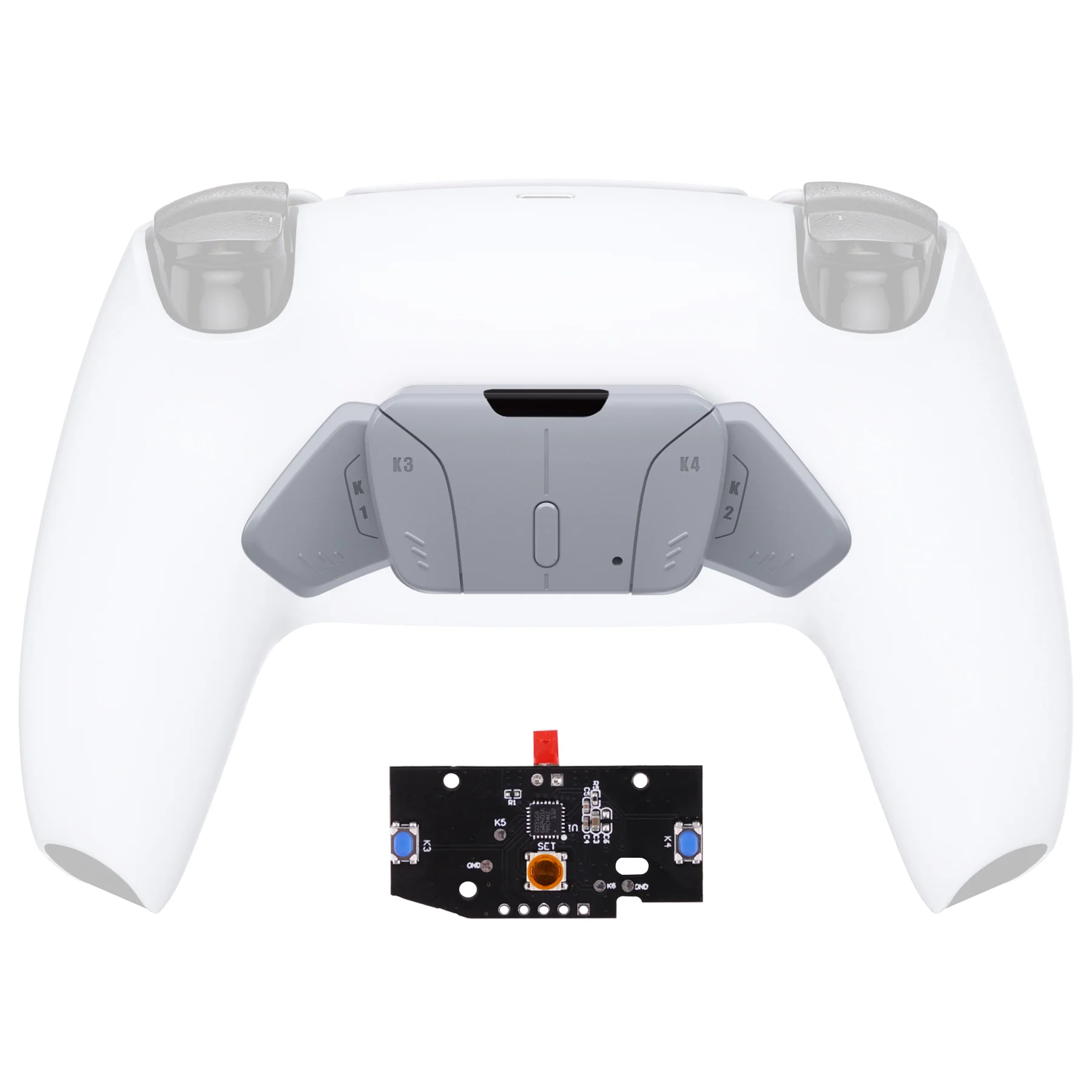 eXtremeRate Turn RISE to RISE4 Kit – Redesigned K1 K2 K3 K4 Back Buttons Housing & Remap PCB Board for eXtremeRate RISE & RISE4 Remap kit, Compatible with PS5 Controller - New Hope Gray